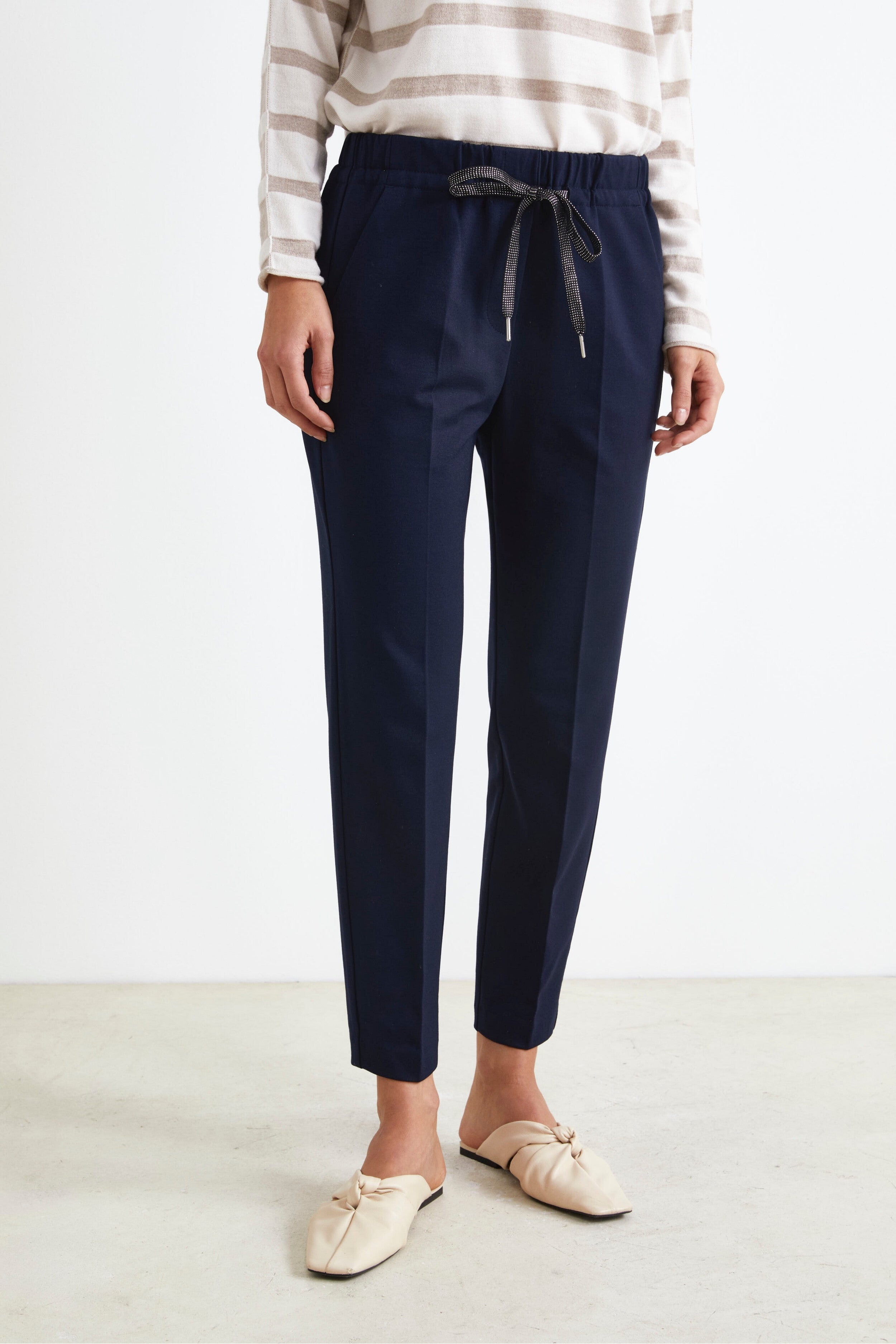 Drawstring Pants with America Pockets - BLUE