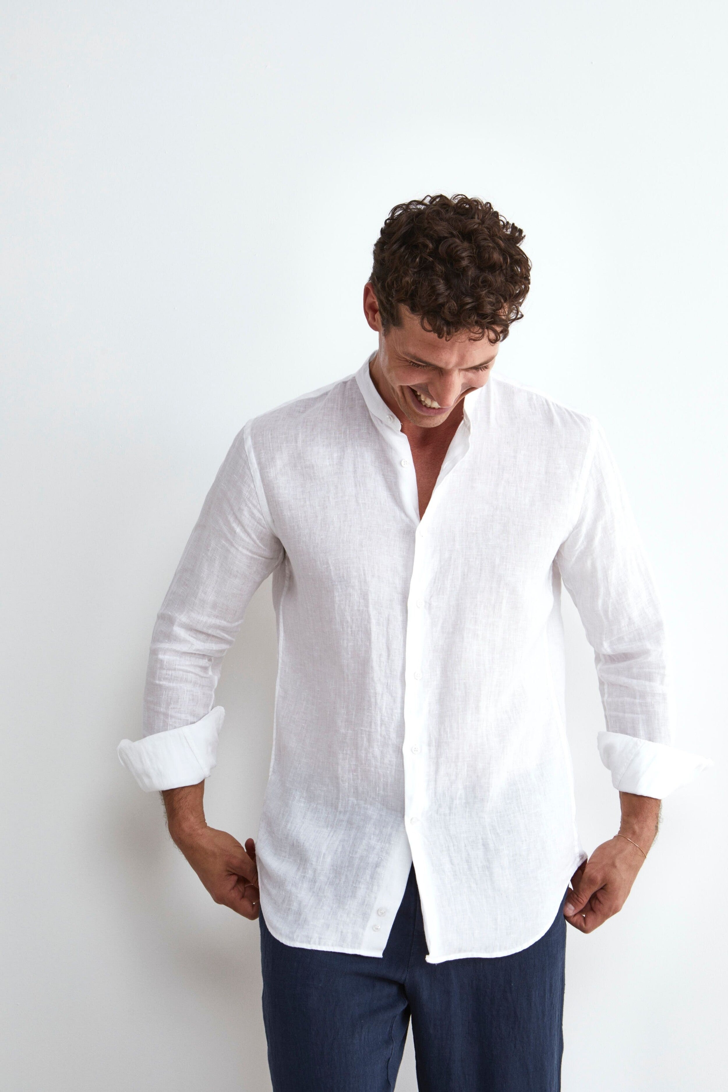 Custom Fit Linen Shirt - WHITE