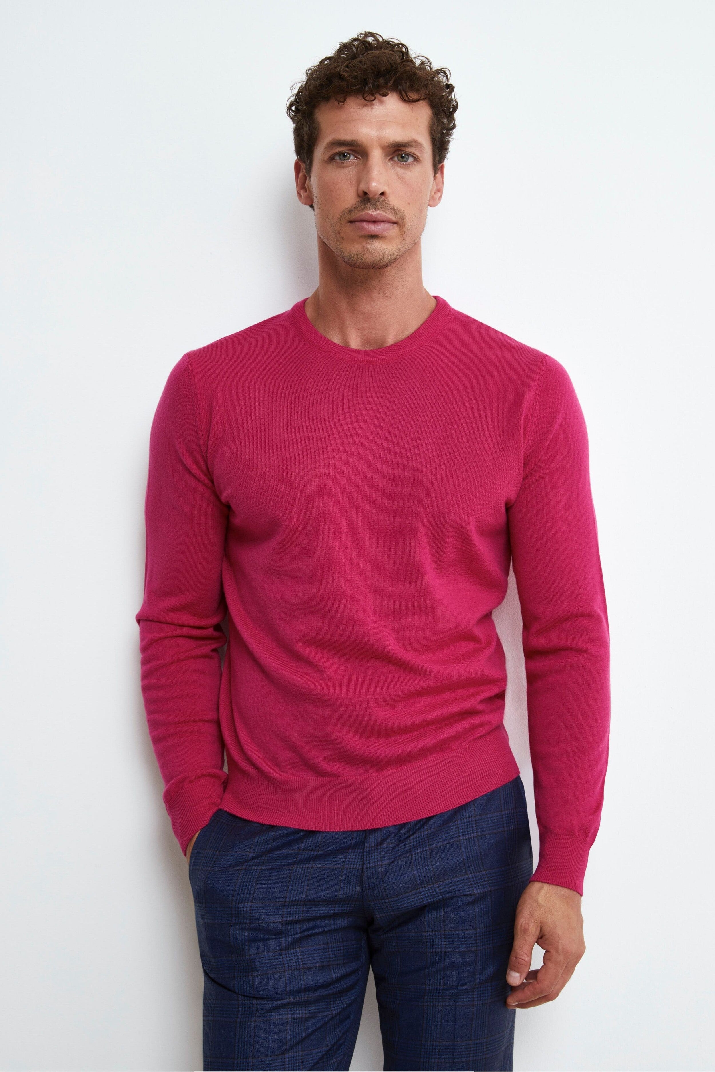 Rundhalsausschnitt Pullover aus Merinowolle - PINK