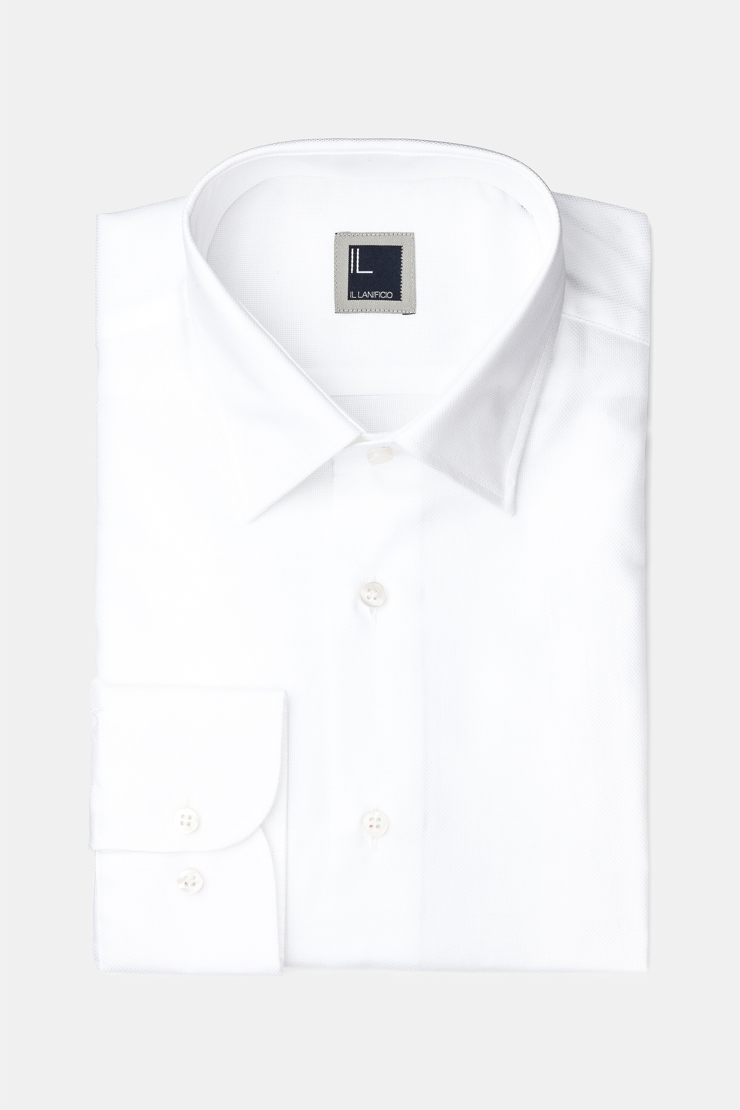 Chemise classique à col nid d’abeille - BLANC