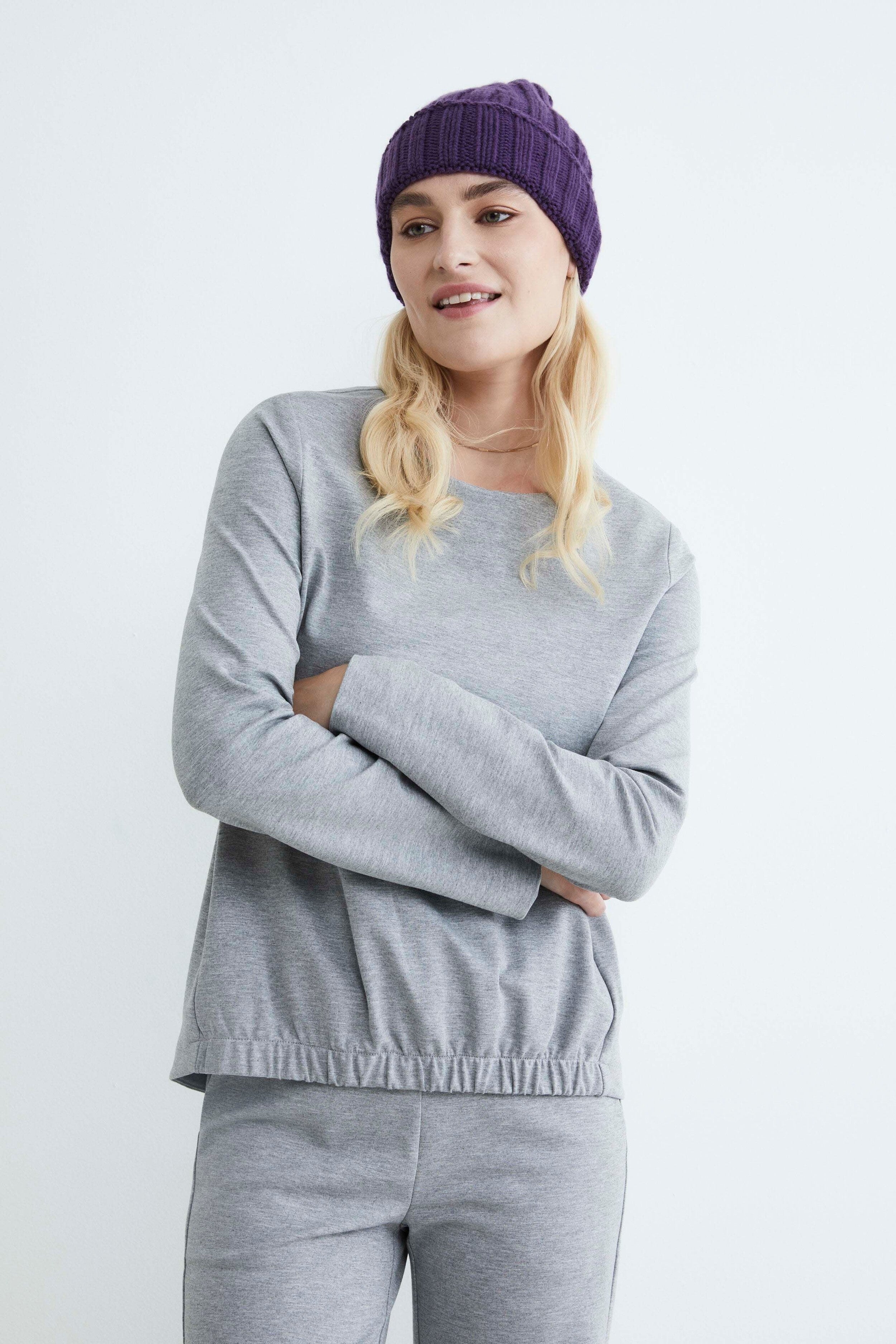 Jumper with elastic at the bottom - Ash grey