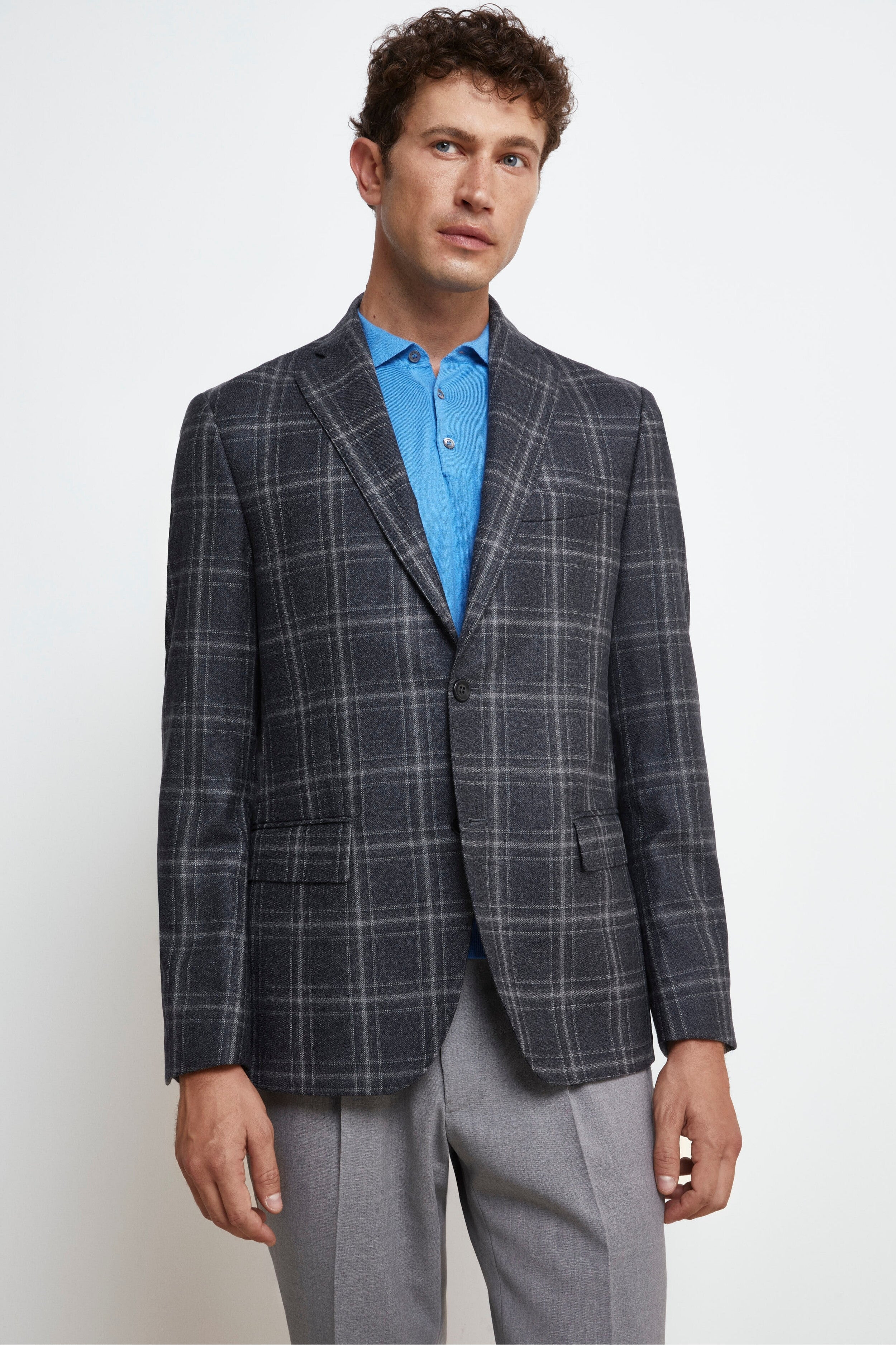 Check Wool Jacket - Grey check