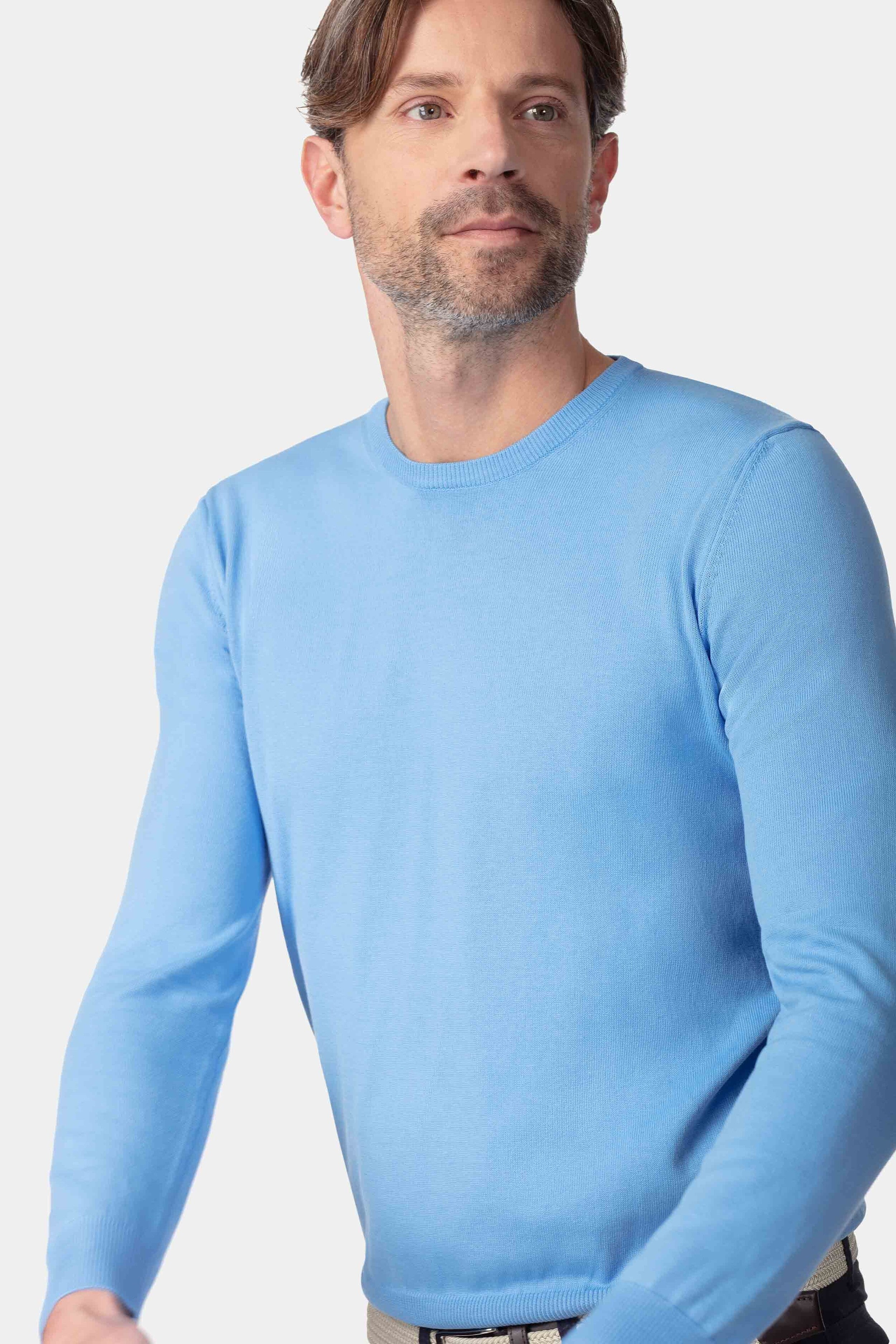 Cotton crewneck sweater - Light blue