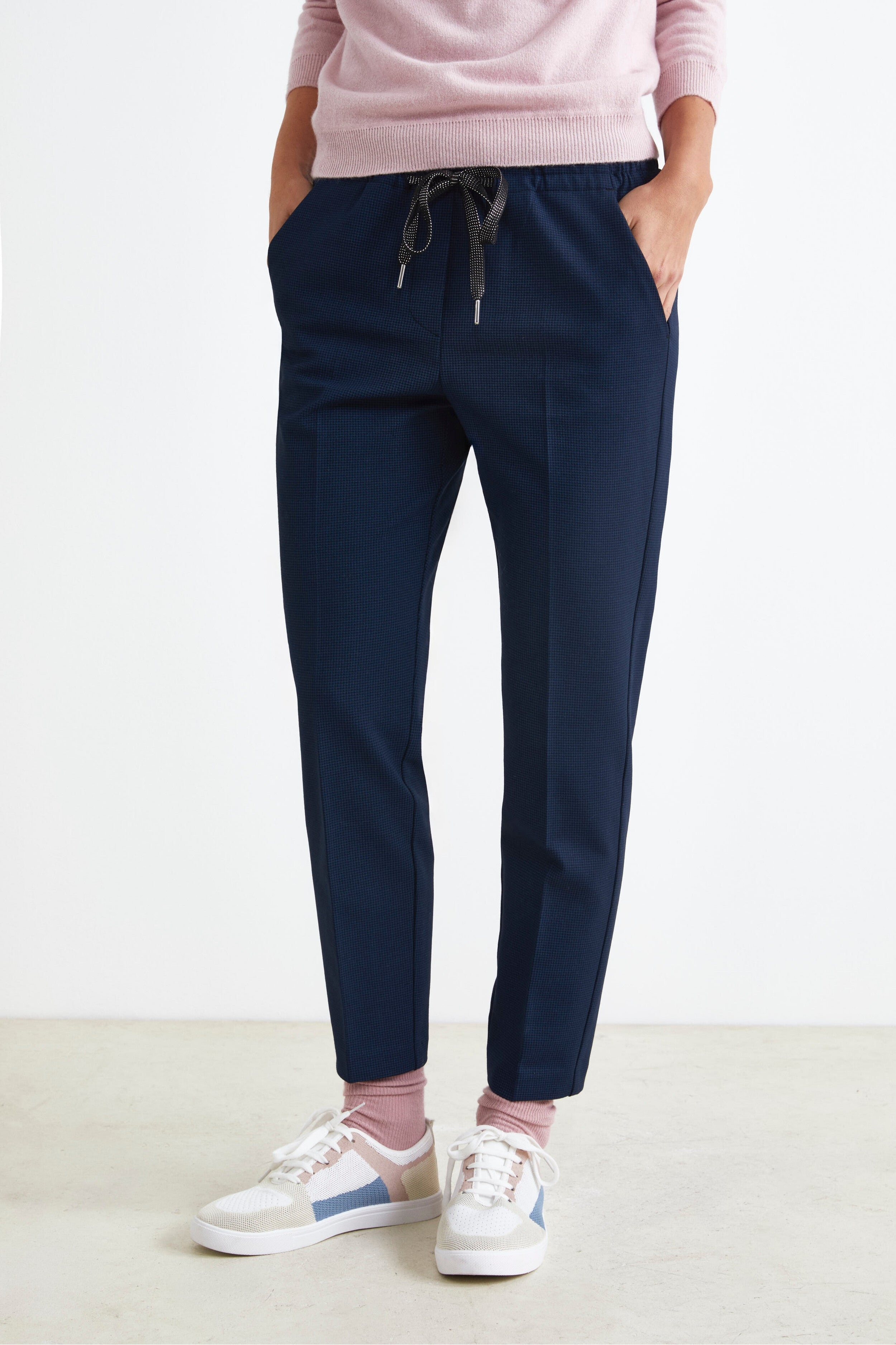 Cigarette Pants with Drawstring - P-Poule Blue