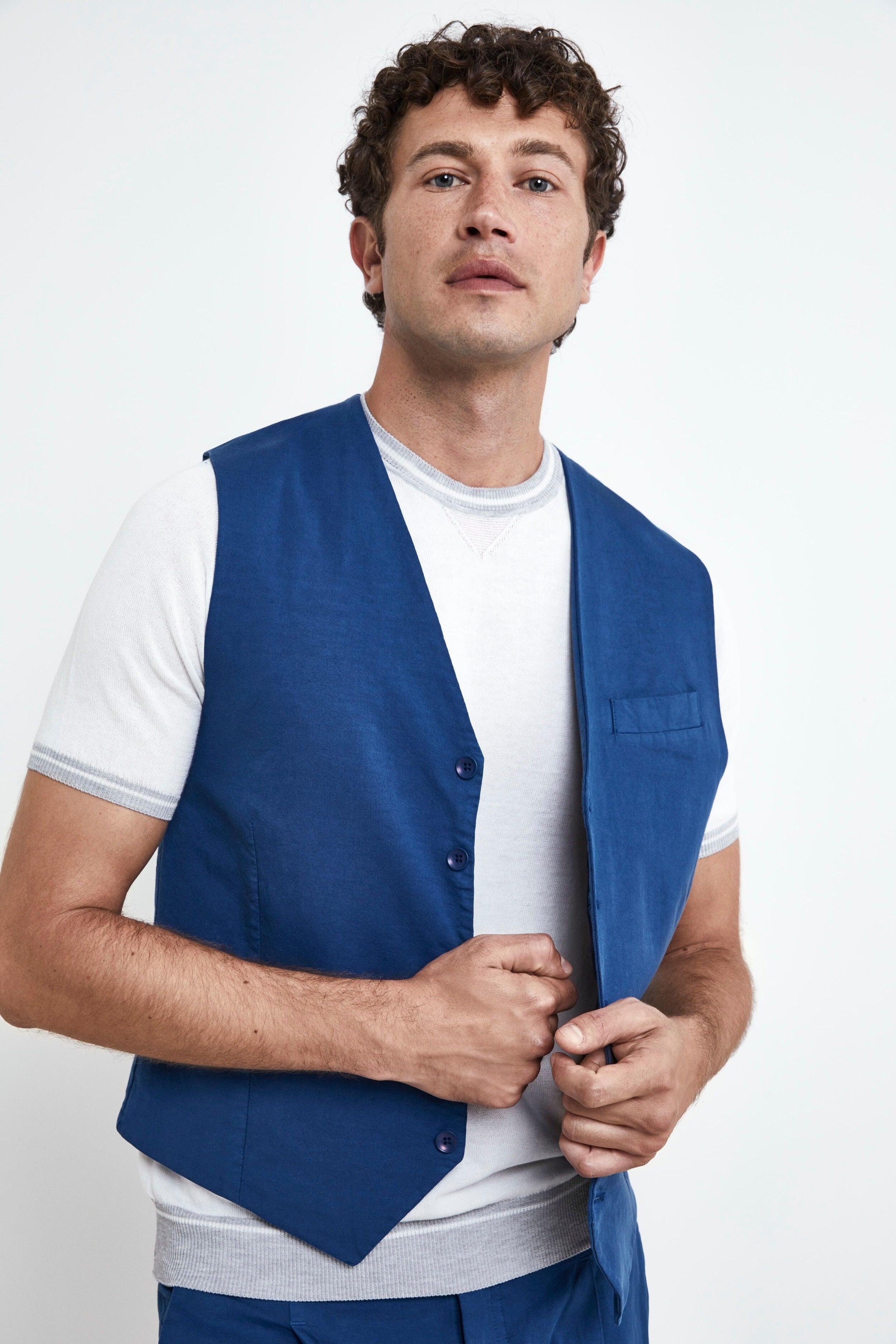 Casual Cotton Vest - Royal blue