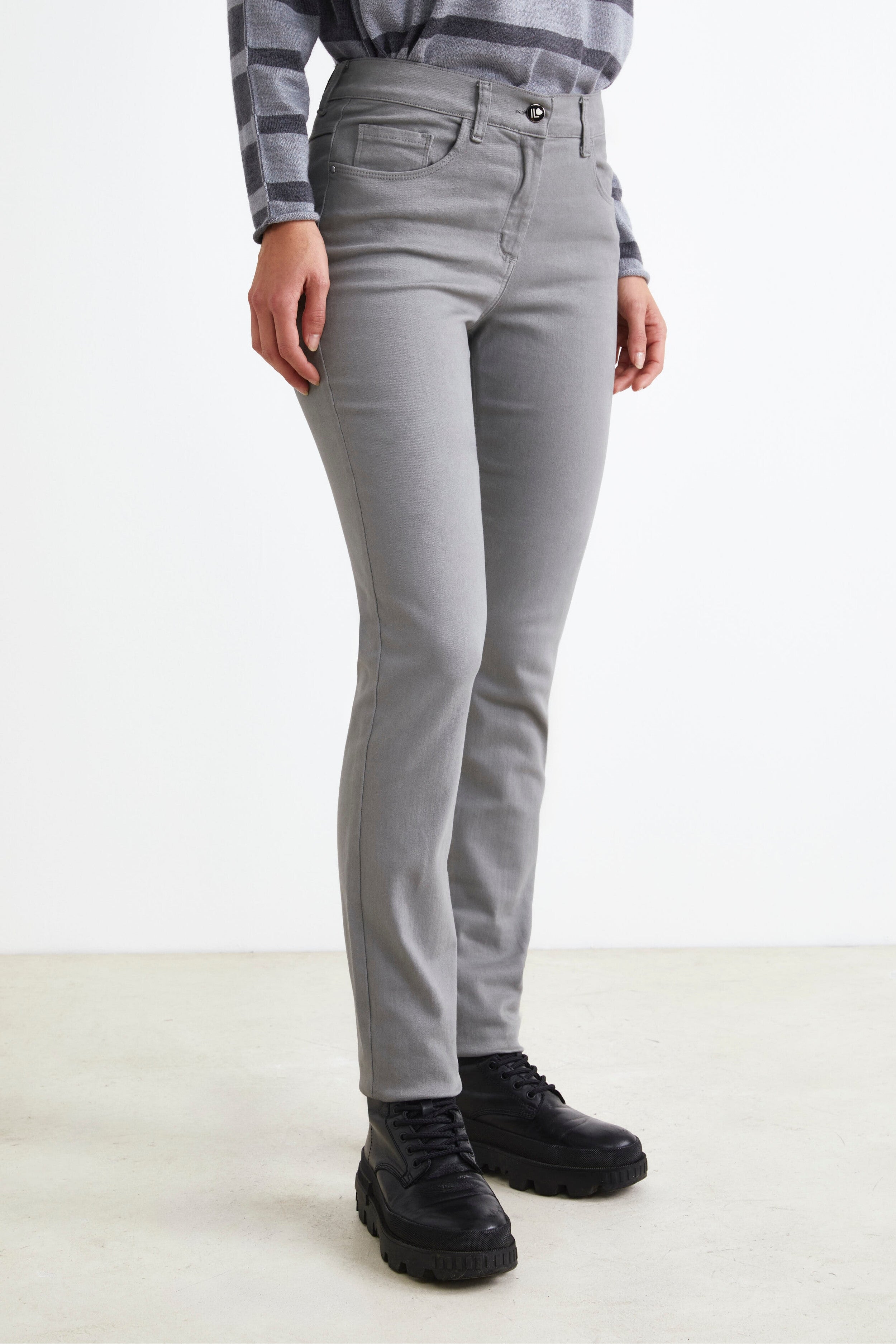 Five-Pocket Stretch Pants - SILVER