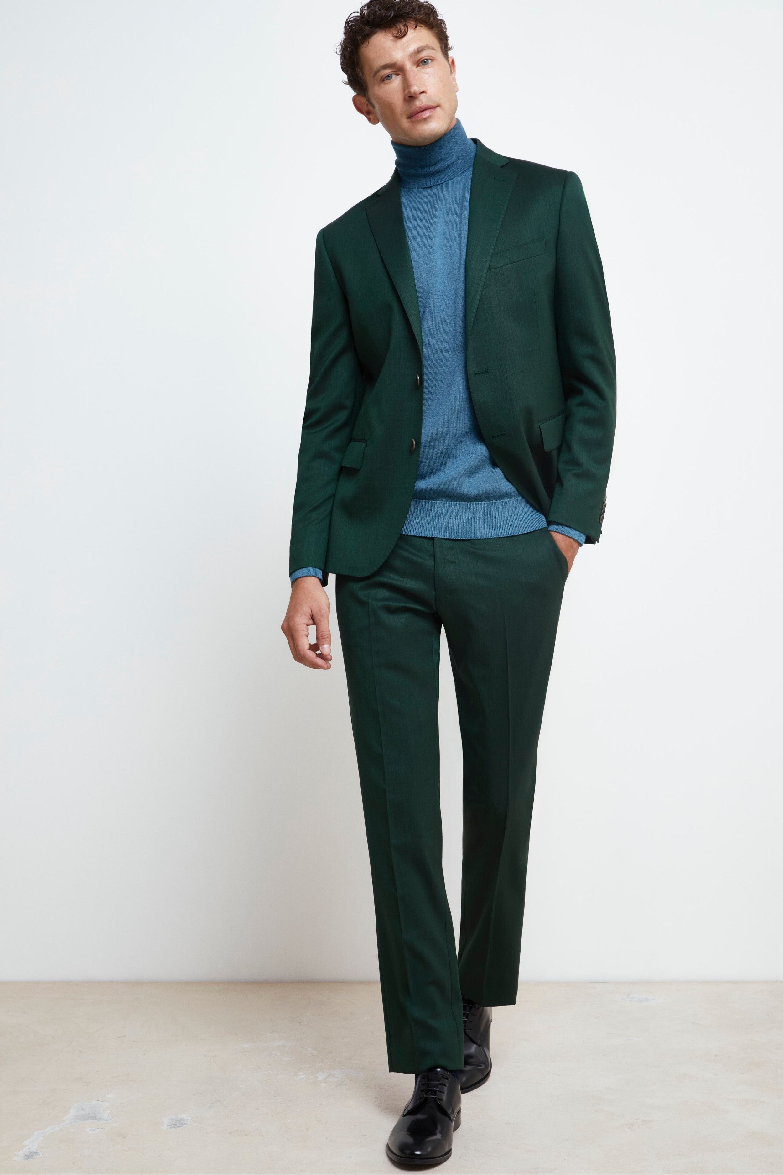 Colored Single-Breasted Slim Fit Suit - GREEN