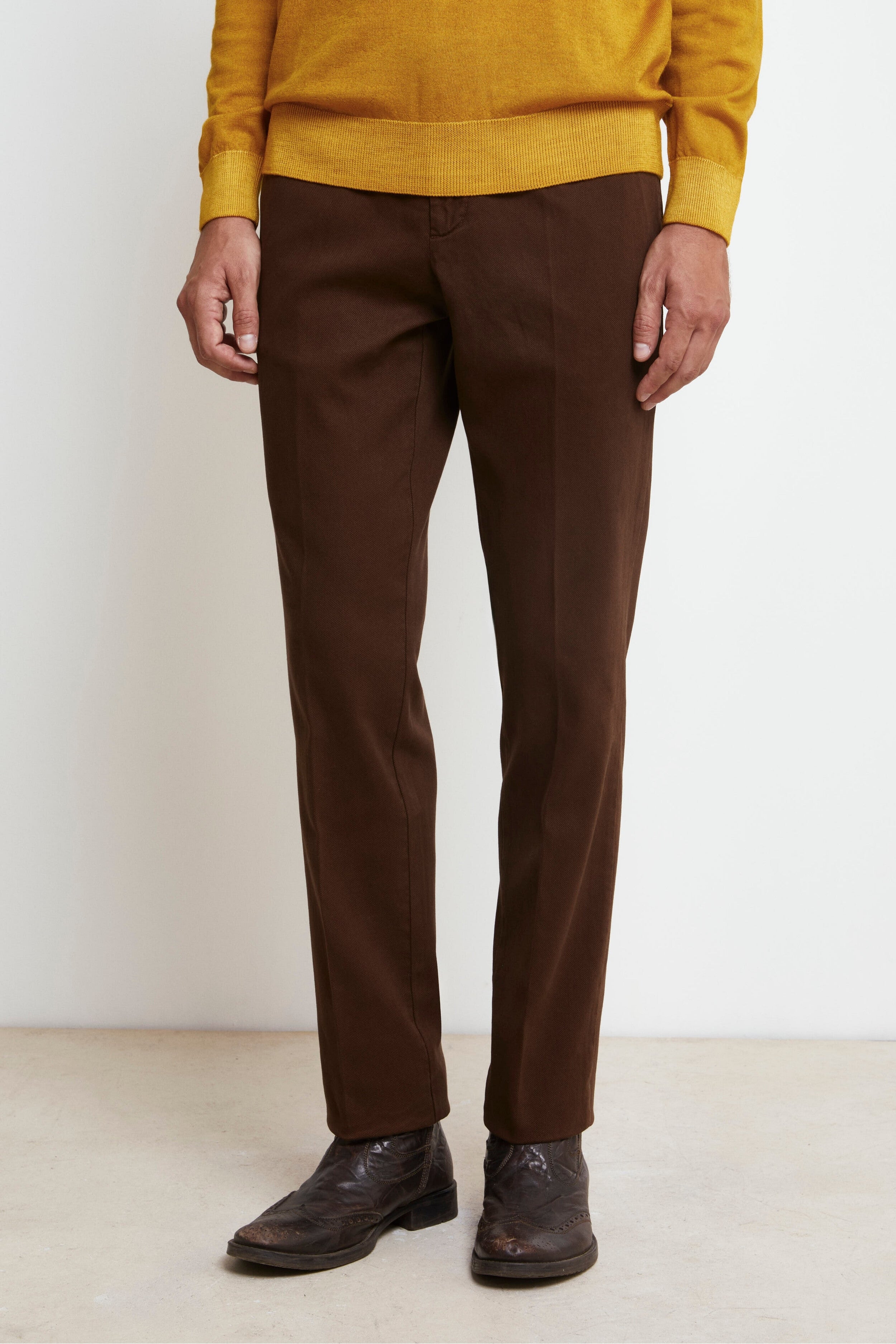 Pleated Regular Fit Pants - Cacao brown