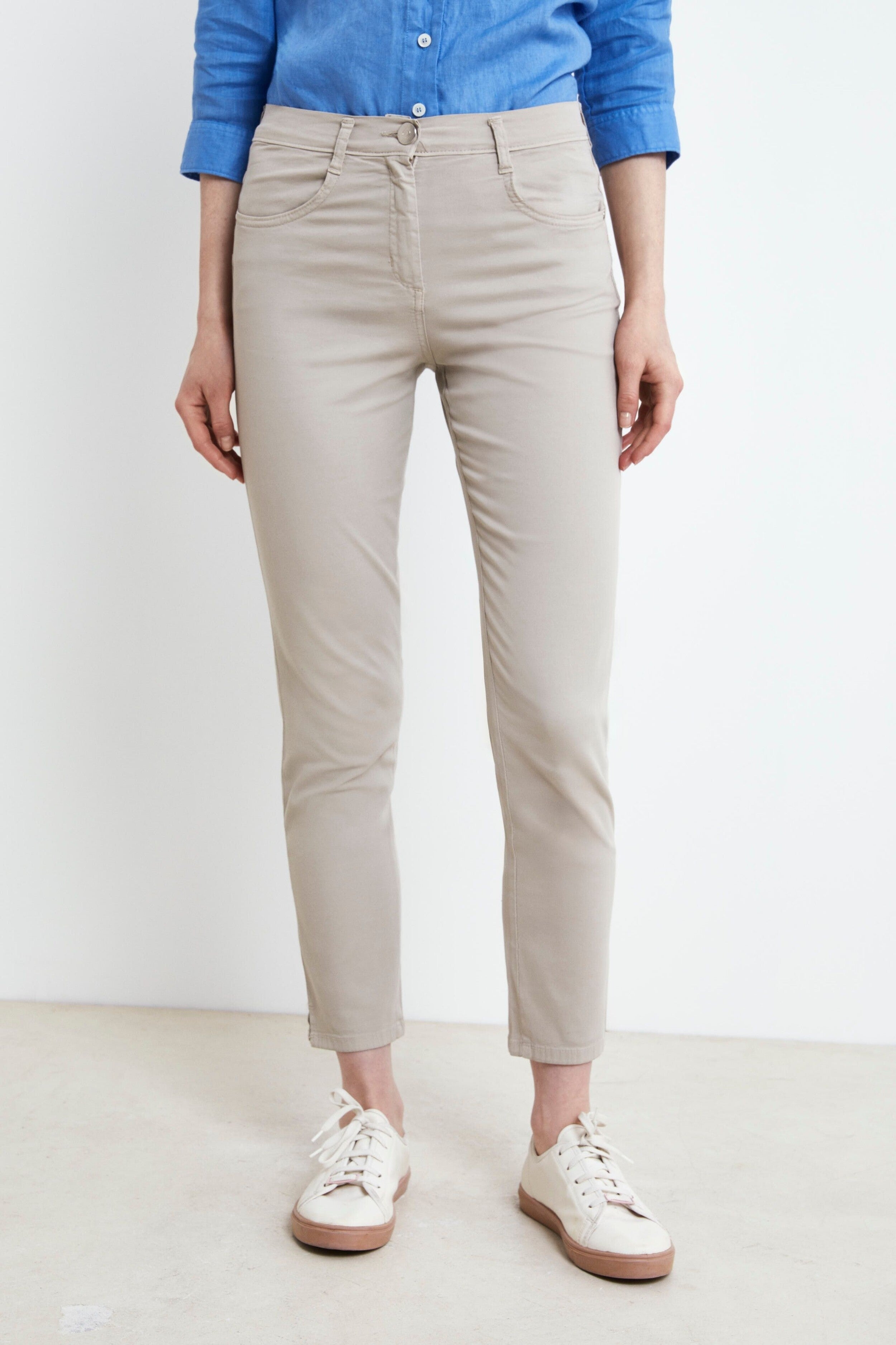 Slim Five Pocket Trousers - BEIGE