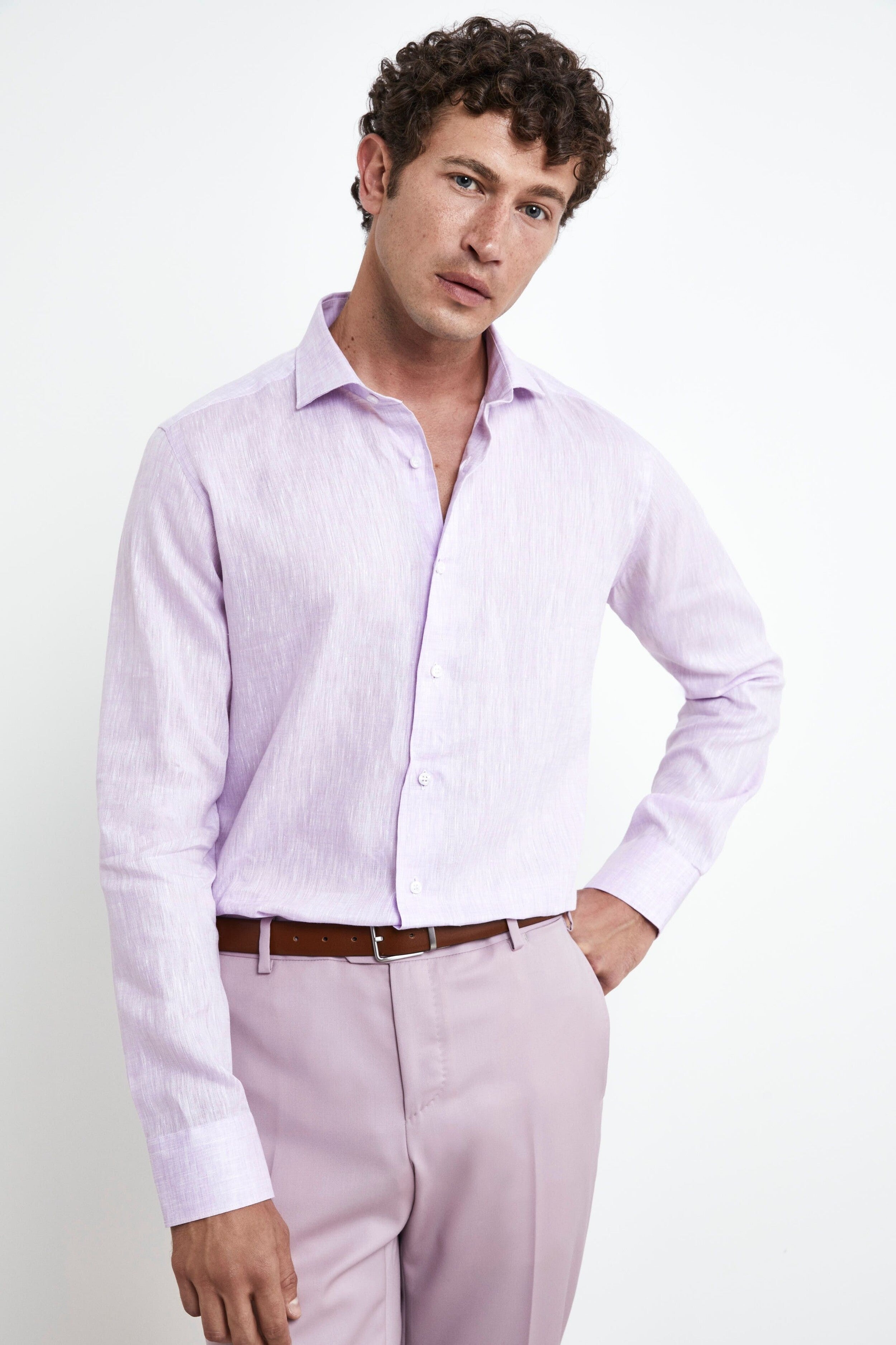 Chemise en lin pour homme - Glycine pourpre