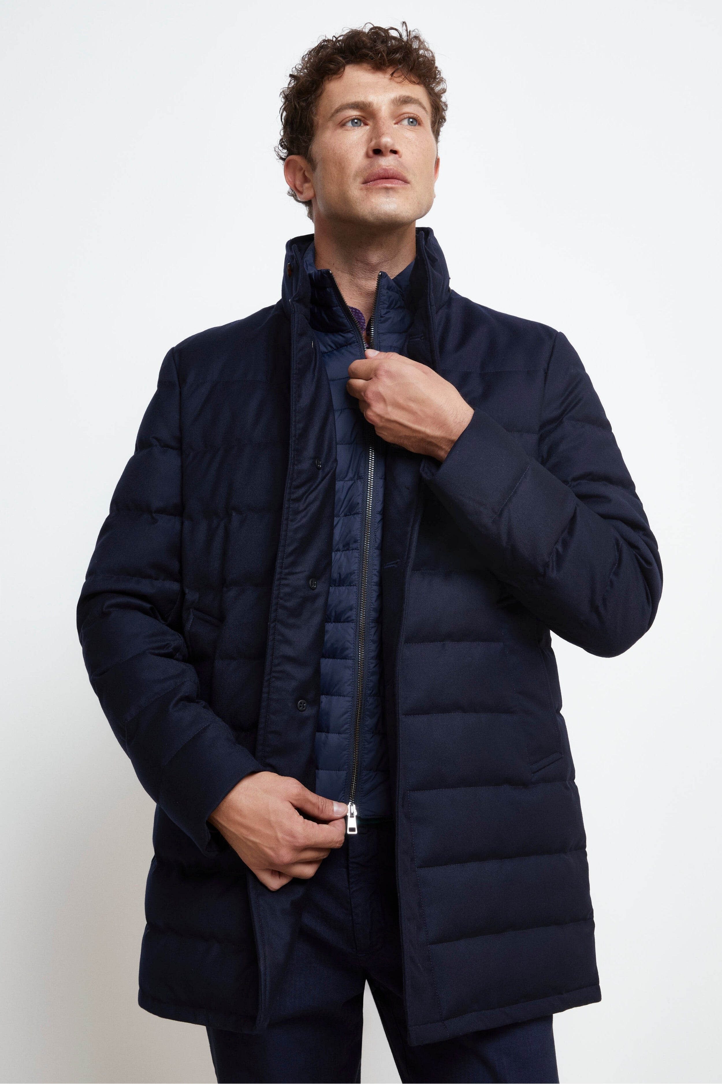 Padded Wool Jacket - BLUE