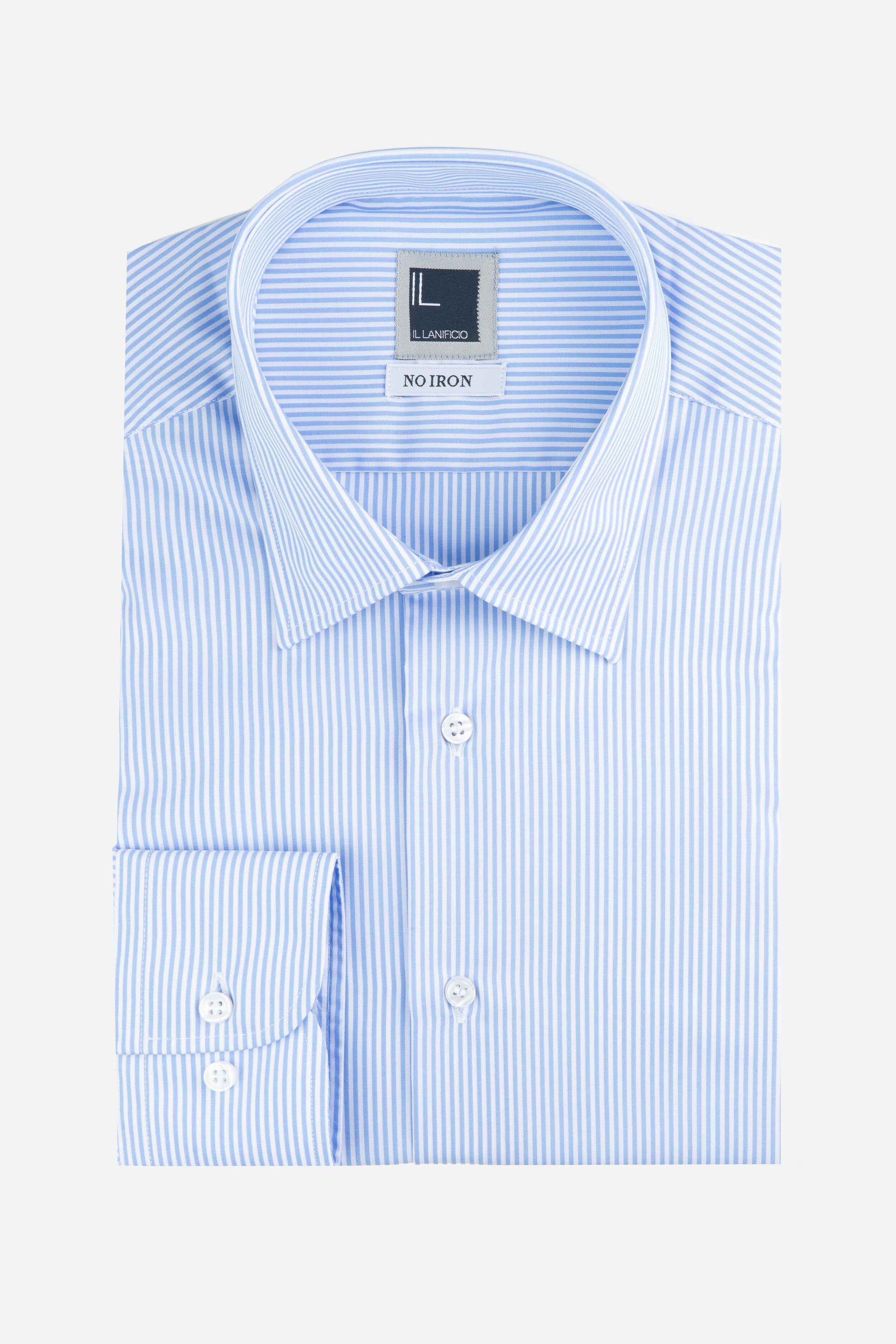 No iron striped shirt - Light blue stripe