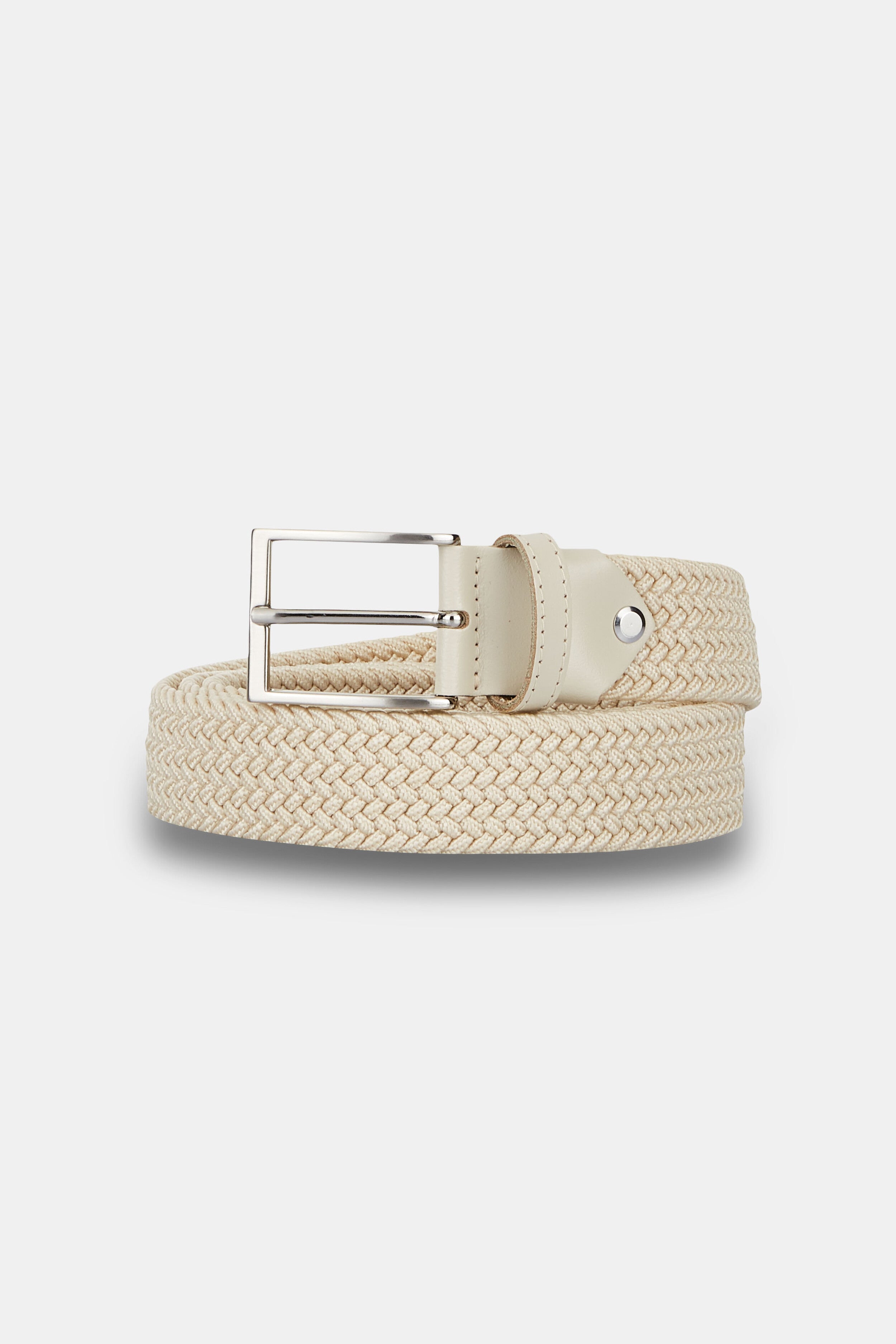 Ceinture élastique tressée - Marron clair