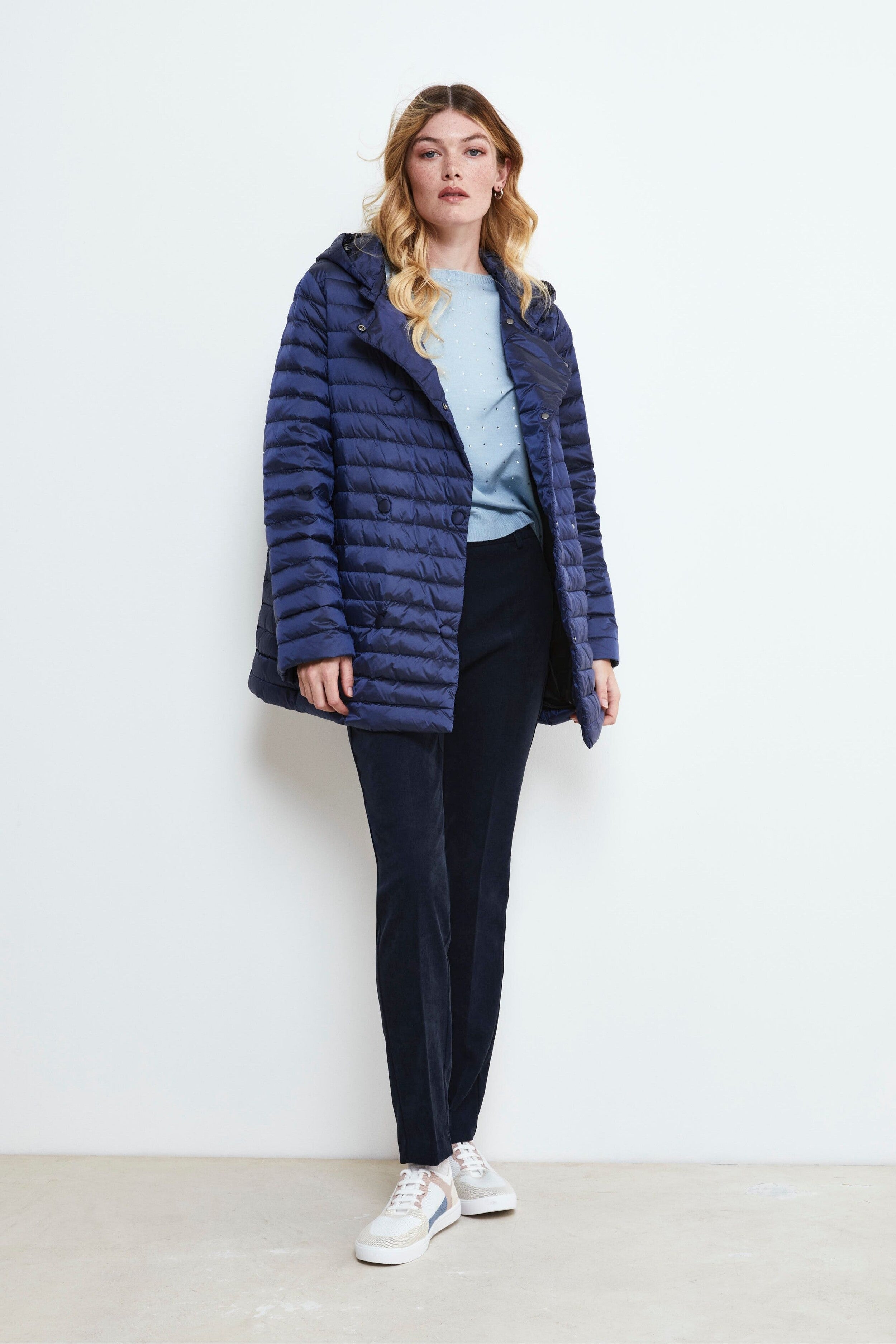 Quilted Diamond Down Jacket - BLUE