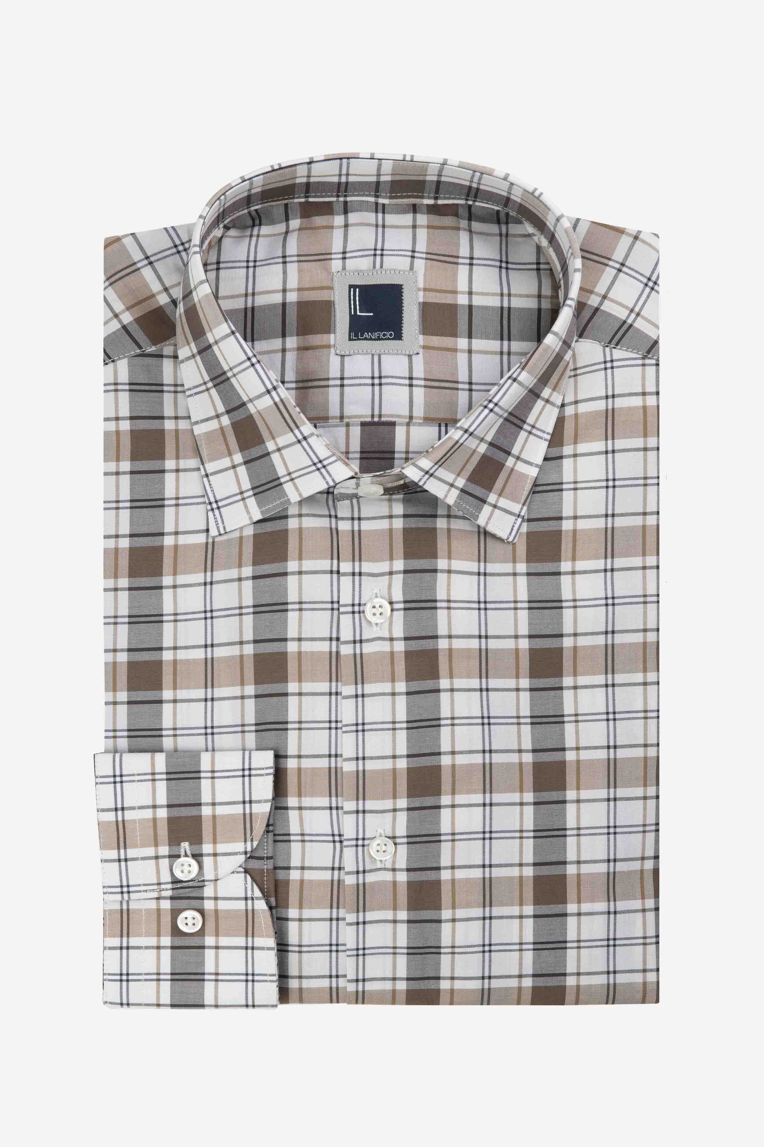 Check cotton shirt - Brown check