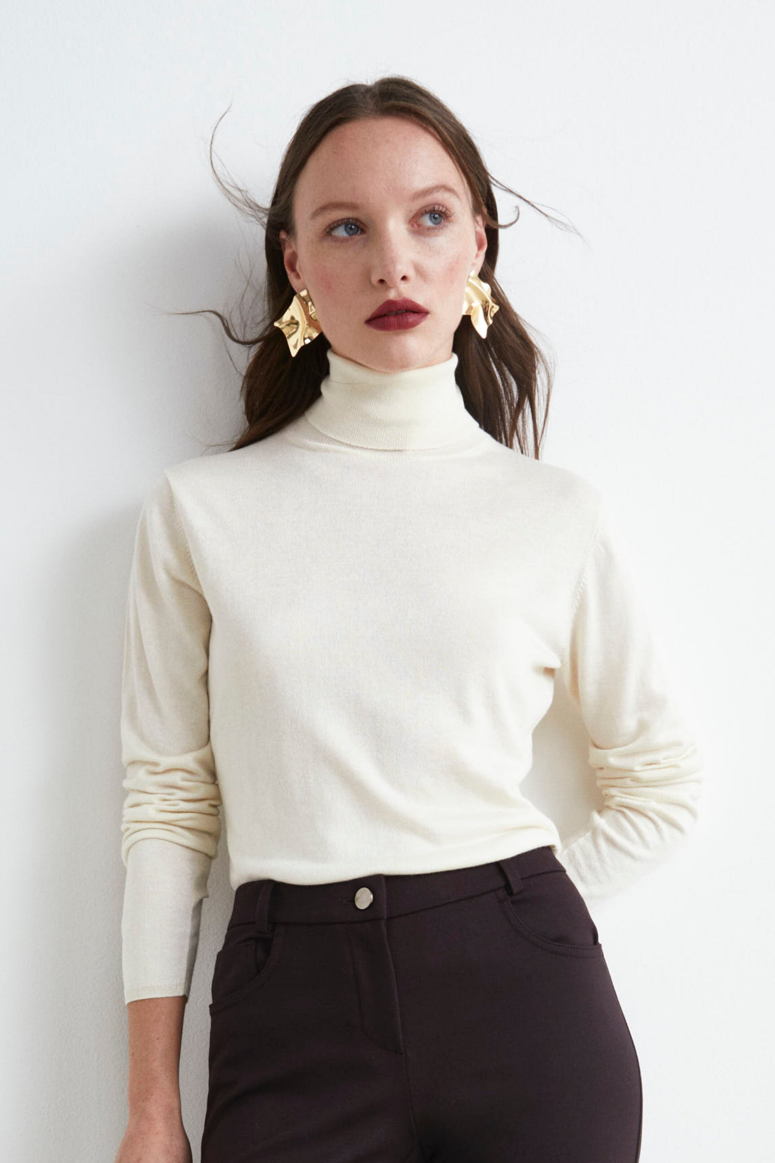 Extrafine Turtleneck in Silk and Cashmere - CREAM