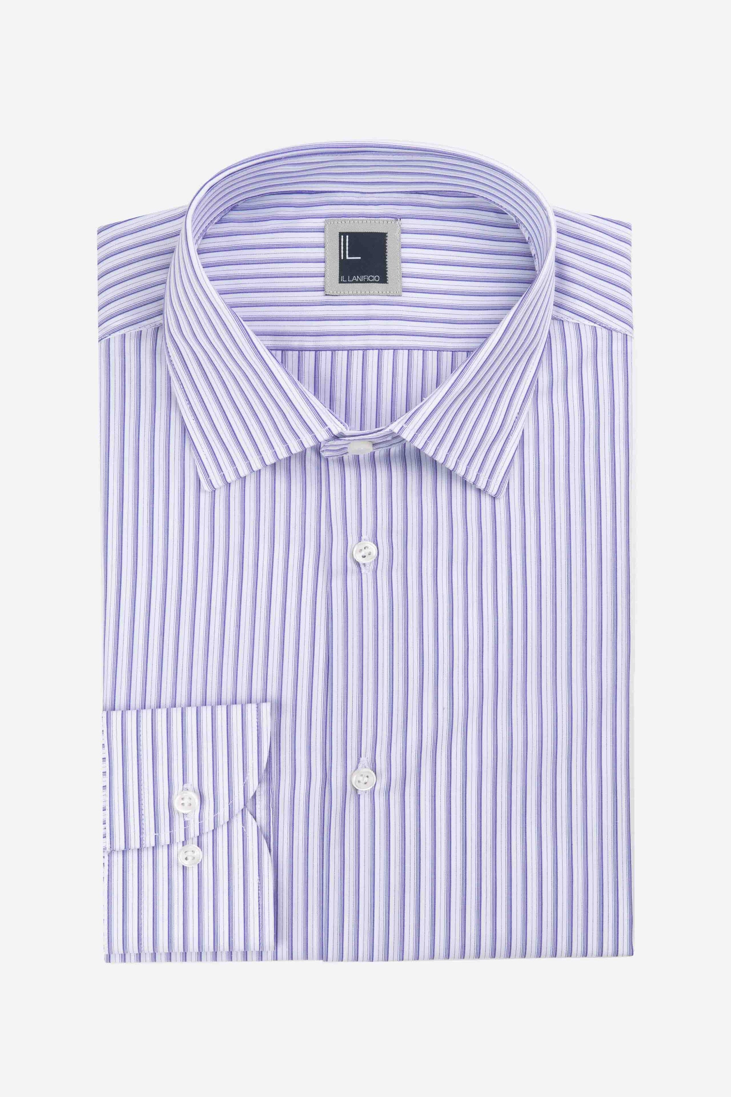 Striped cotton shirt - Rayure violette