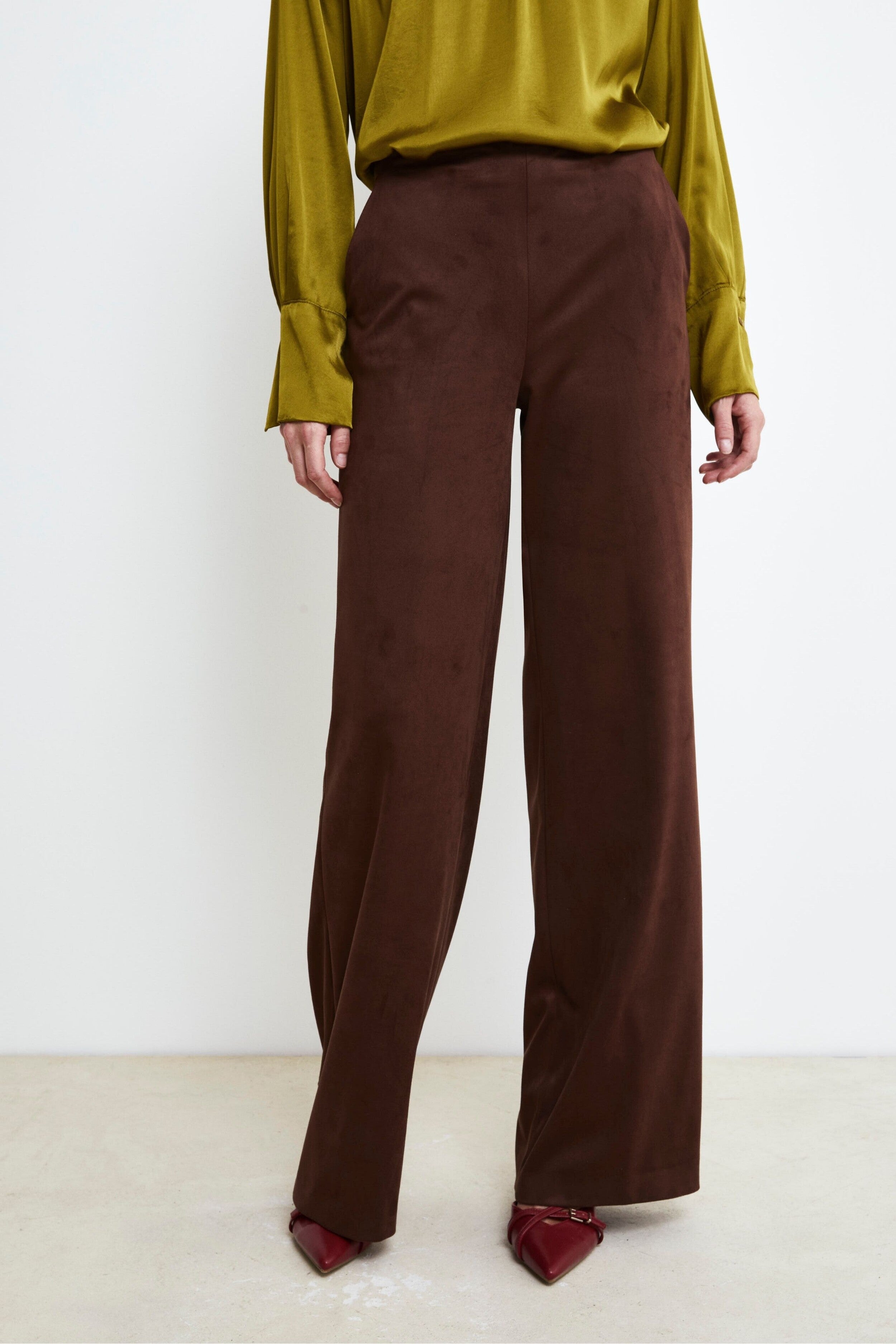 Pantalon Palazzo en Daim - COGNAC