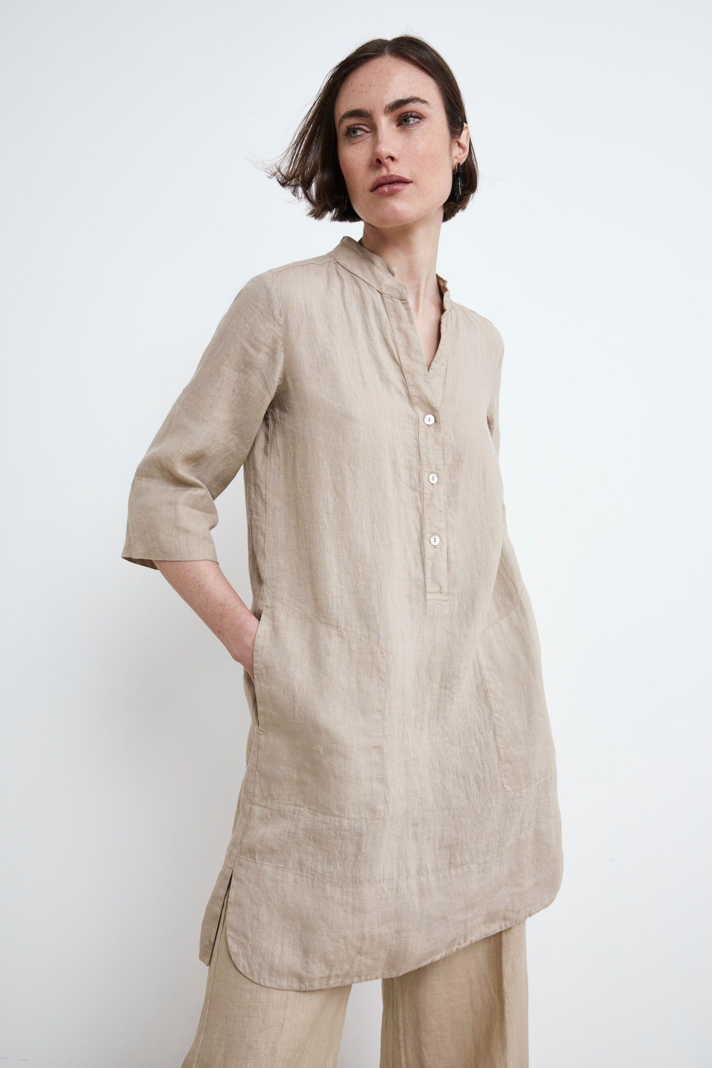 Soft Linen Dress - BEIGE