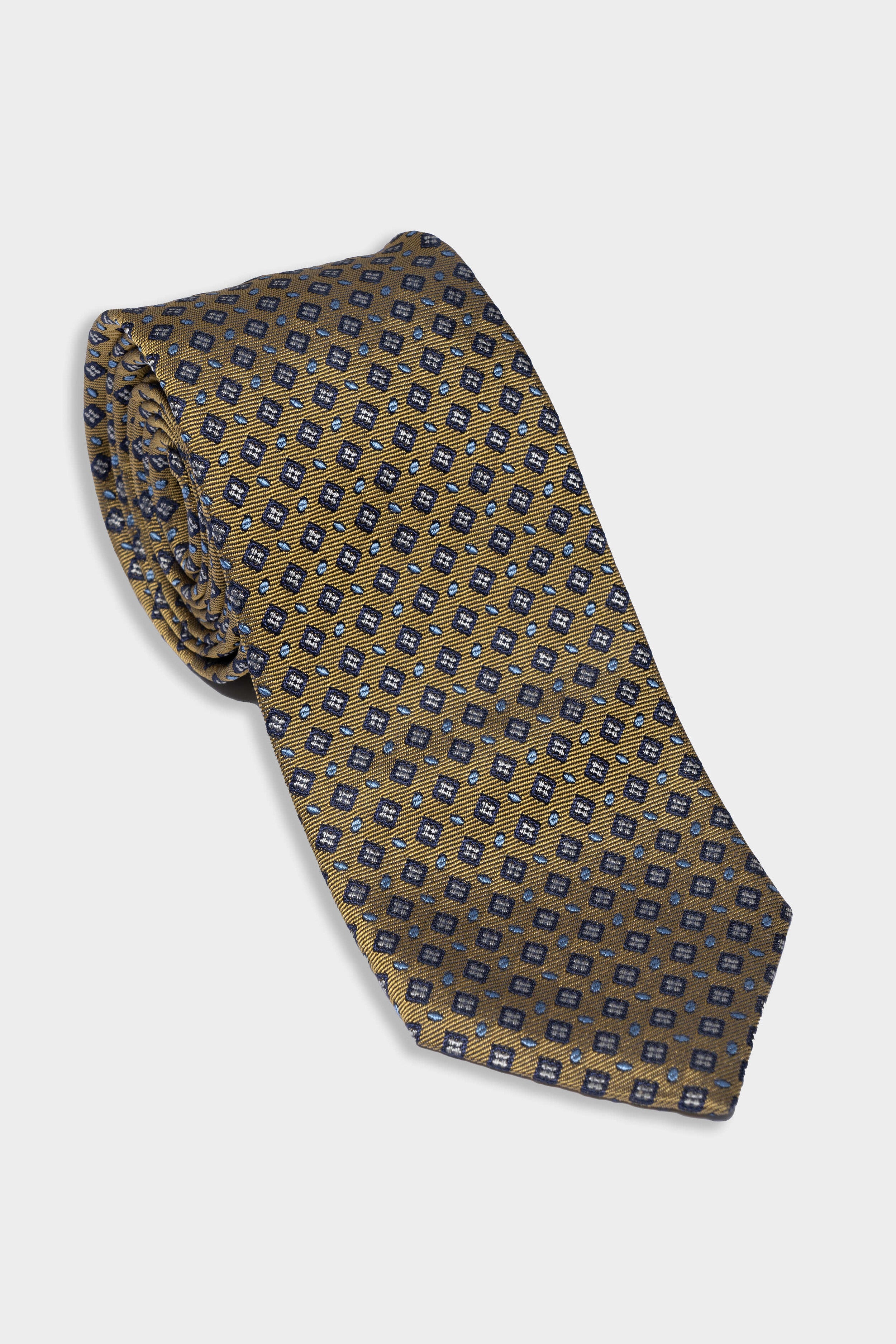 Tie in silk for man - Mustard pattern