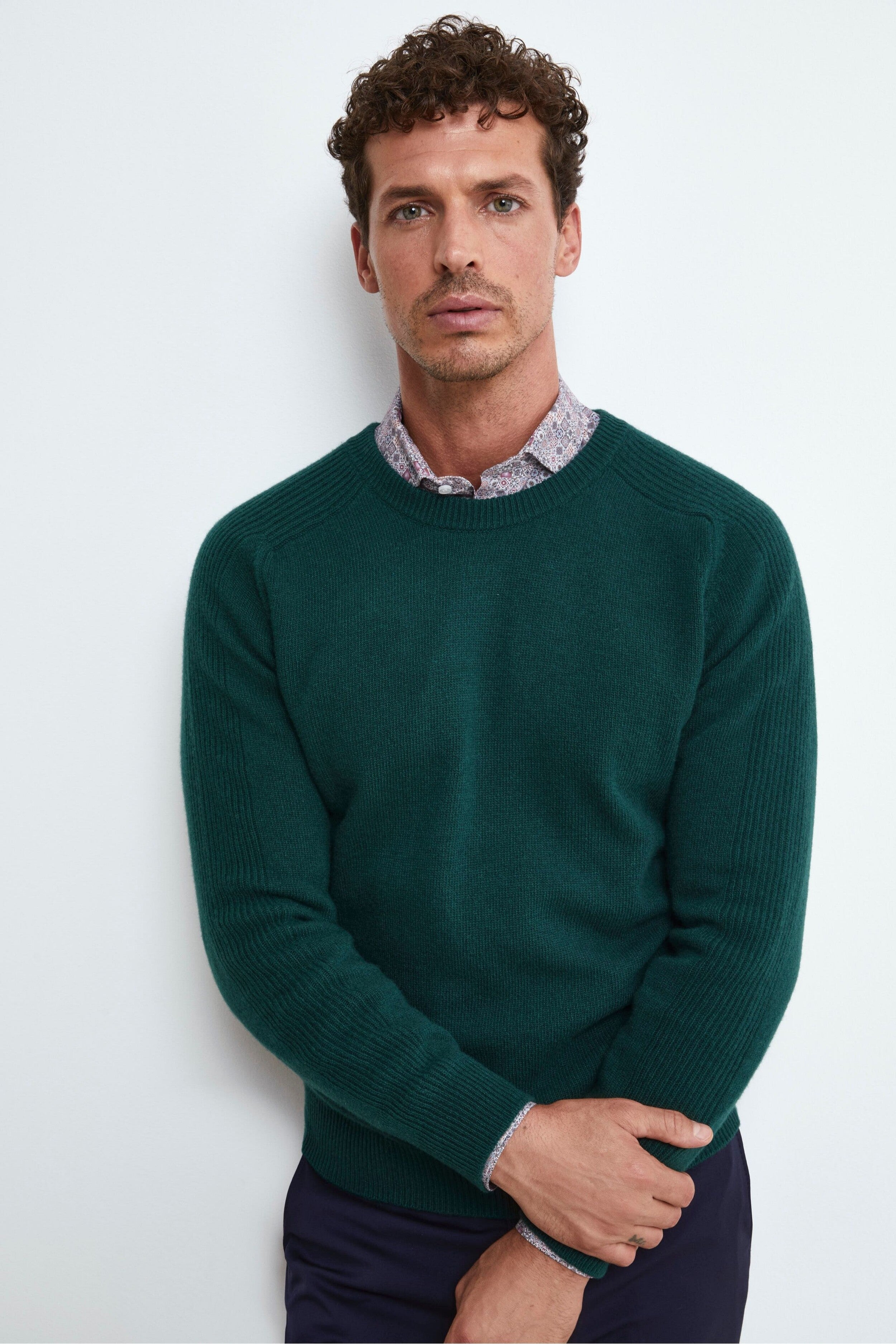 Wool and Cashmere Crewneck Sweater - GREEN