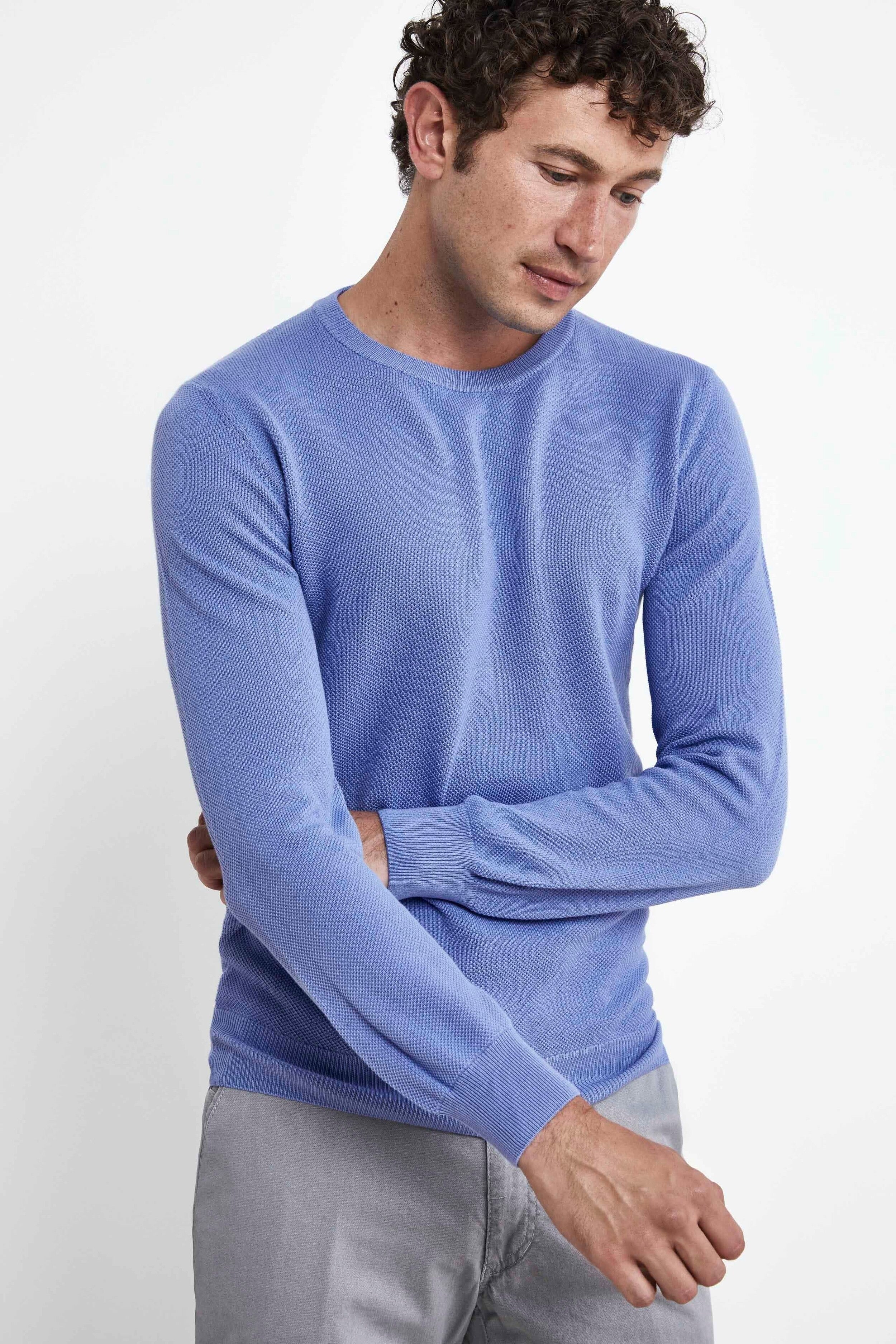 Cotton crew-neck pullover - Wisteria purple