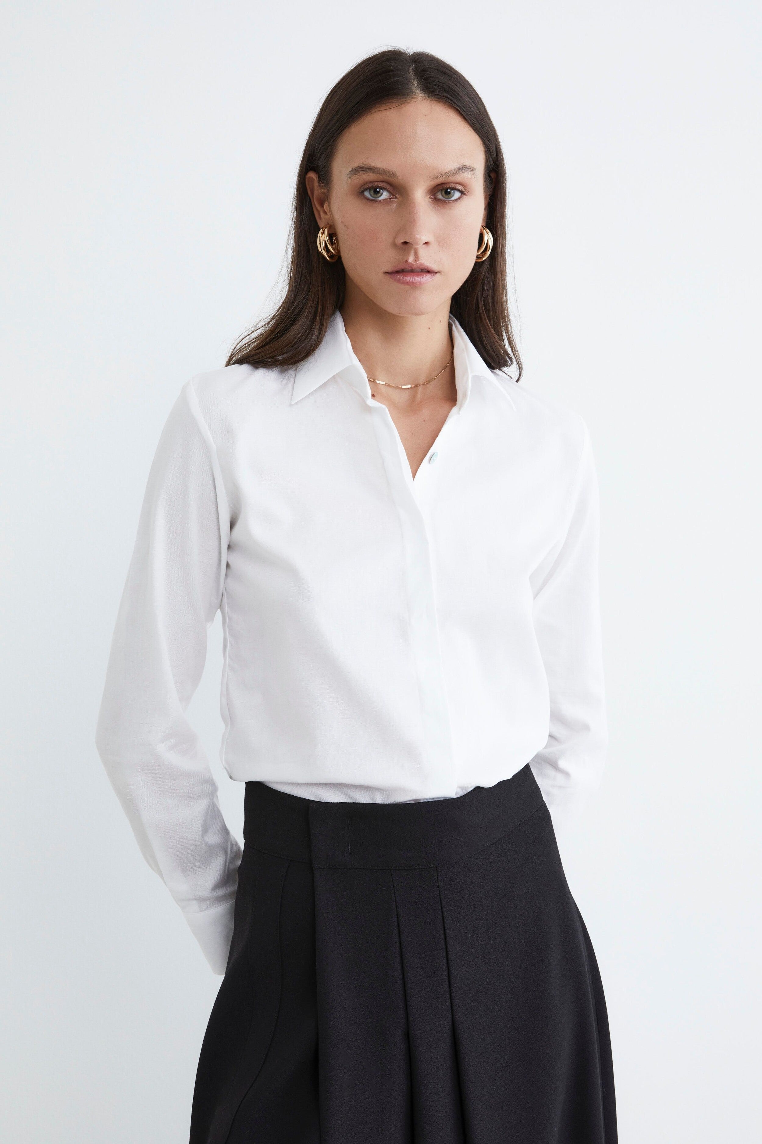 Chemise en coton pour femmes - BLANC