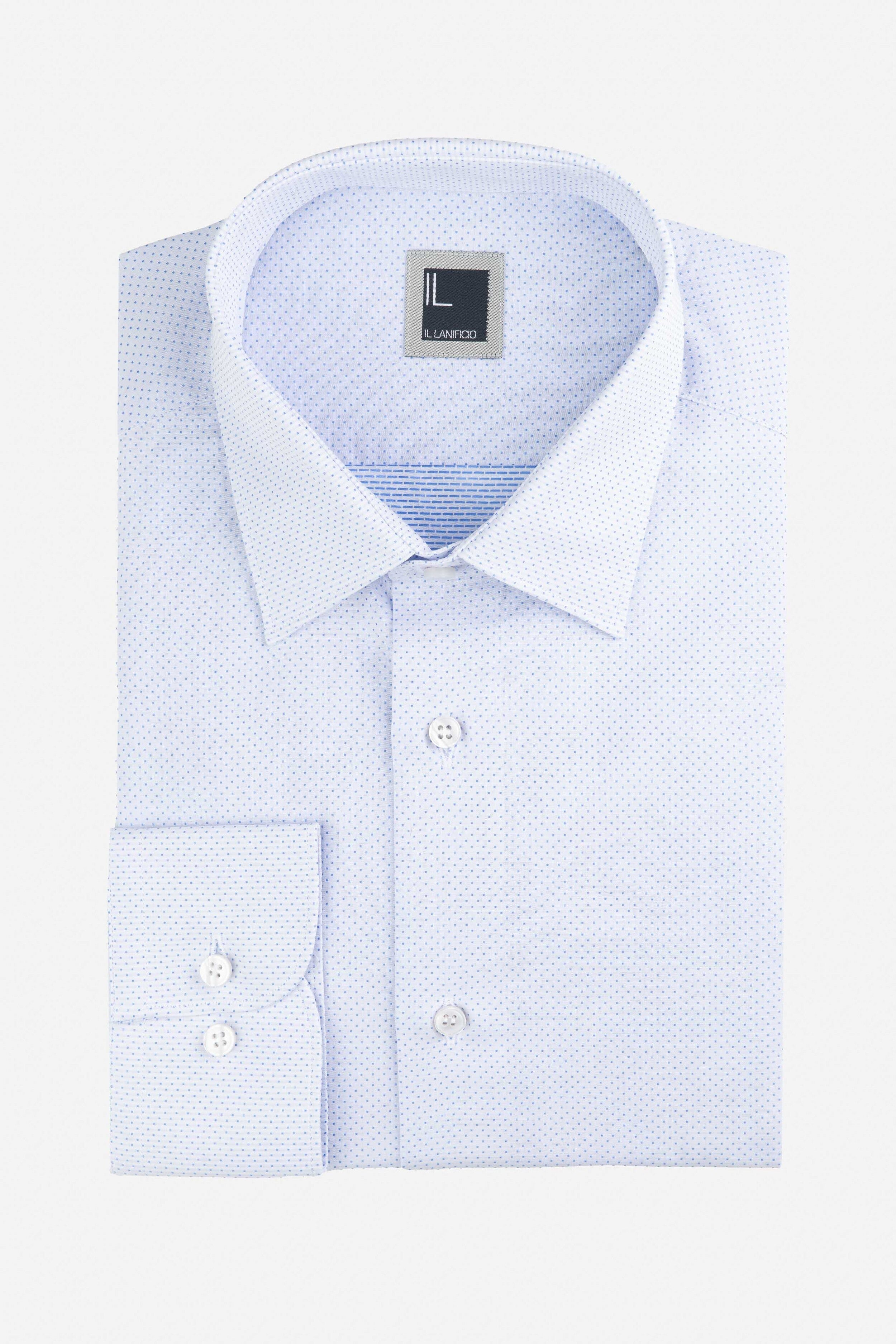 Chemise fantaisie pour hommes - Motif blanc-bleu clair