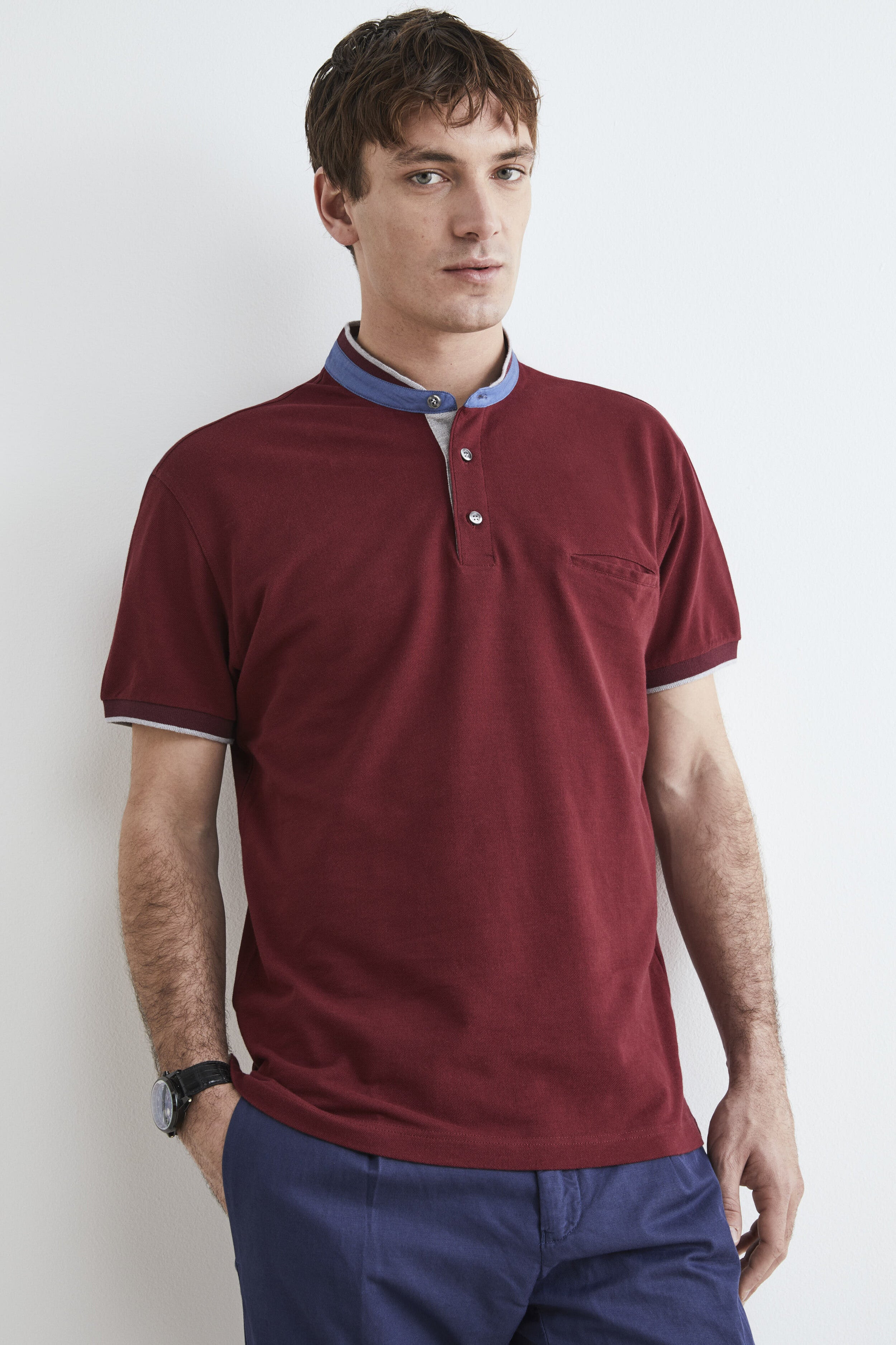 Poloshirt mit Tasche - Burgundisch