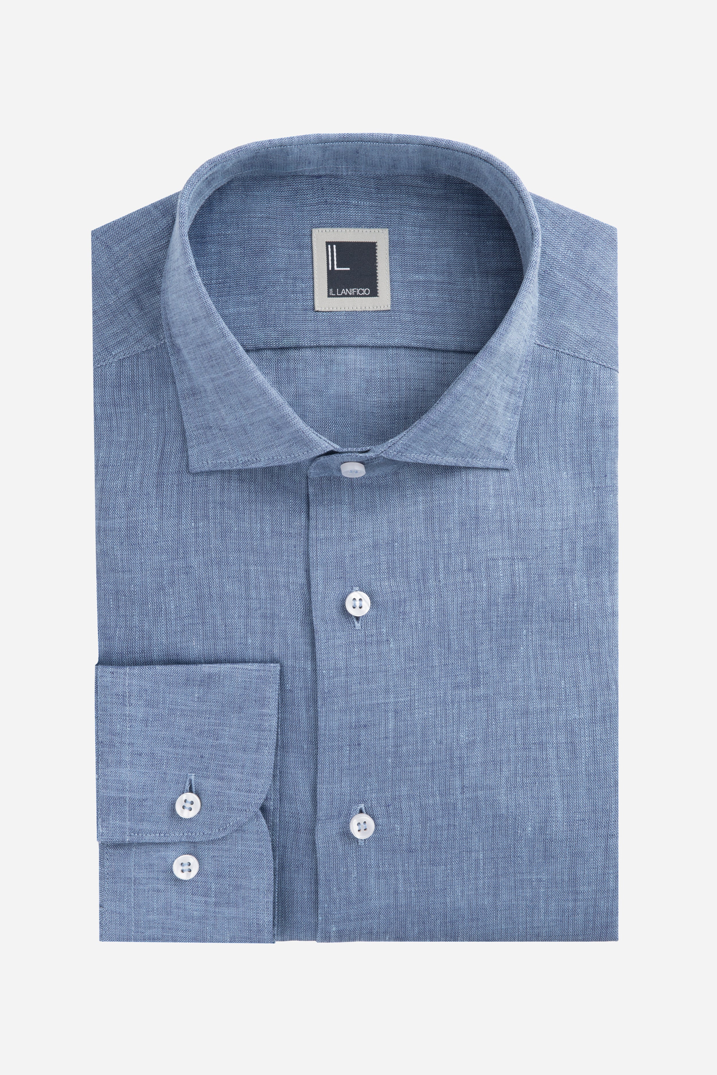 Chemise en lin pour homme - Bleu moyen