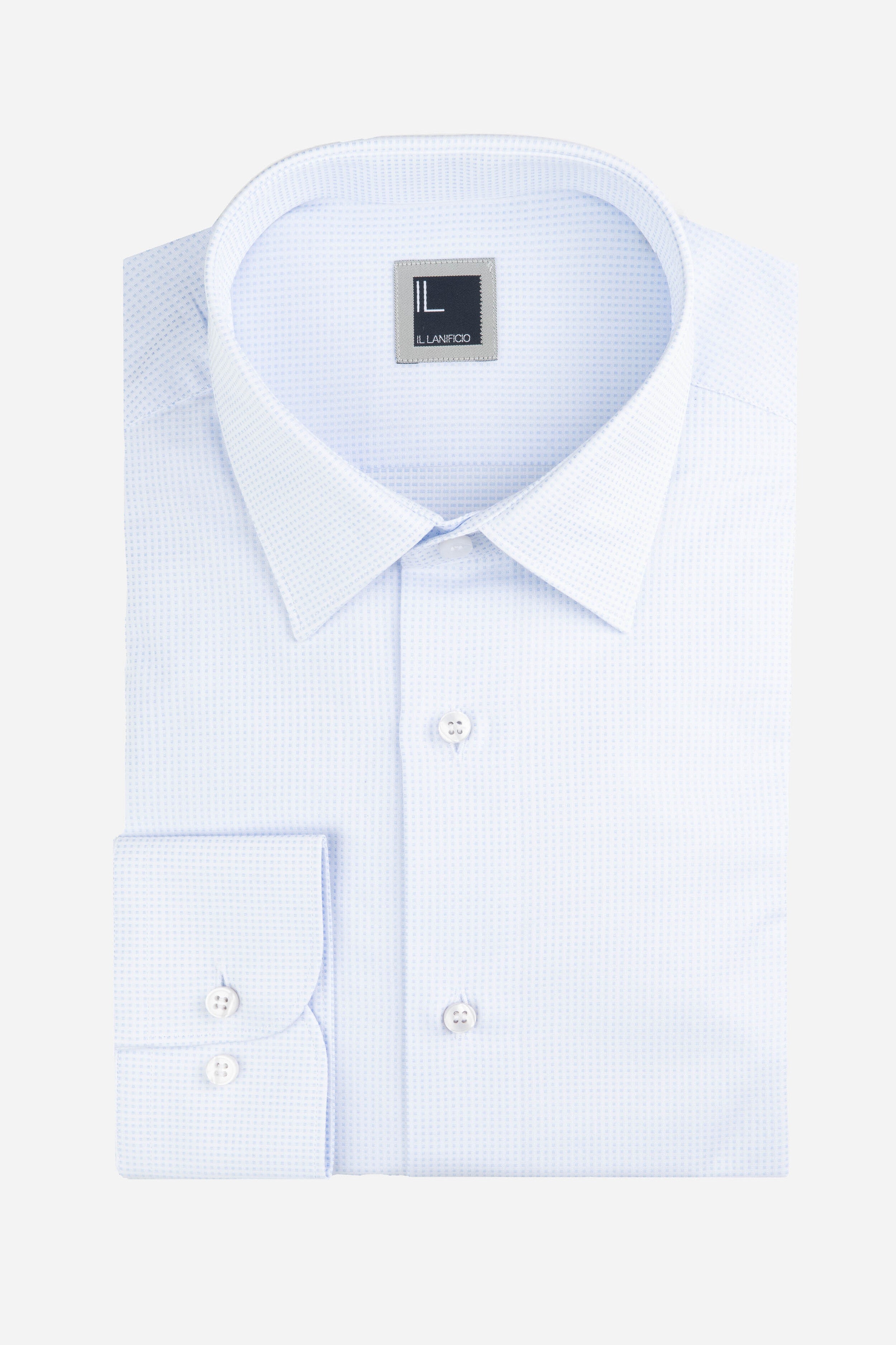 Chemise à motifs réguliers - Motif blanc-bleu clair