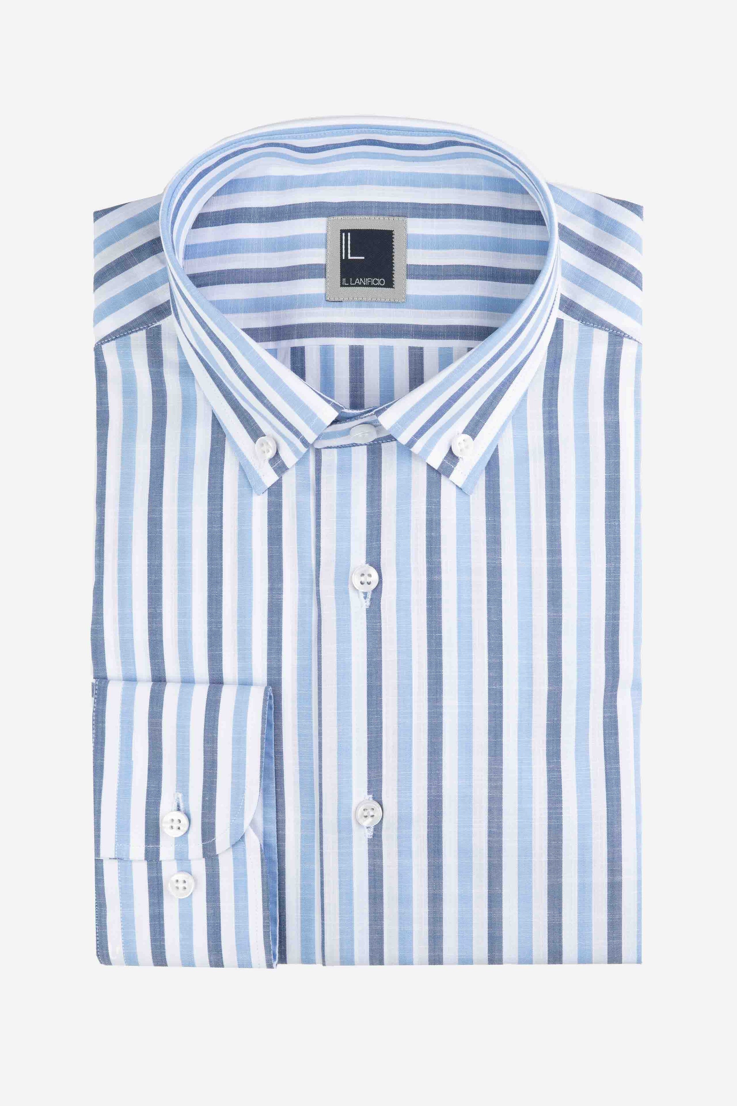 Chemise boutonnée rayée - Bleu - Rayures bleu clair