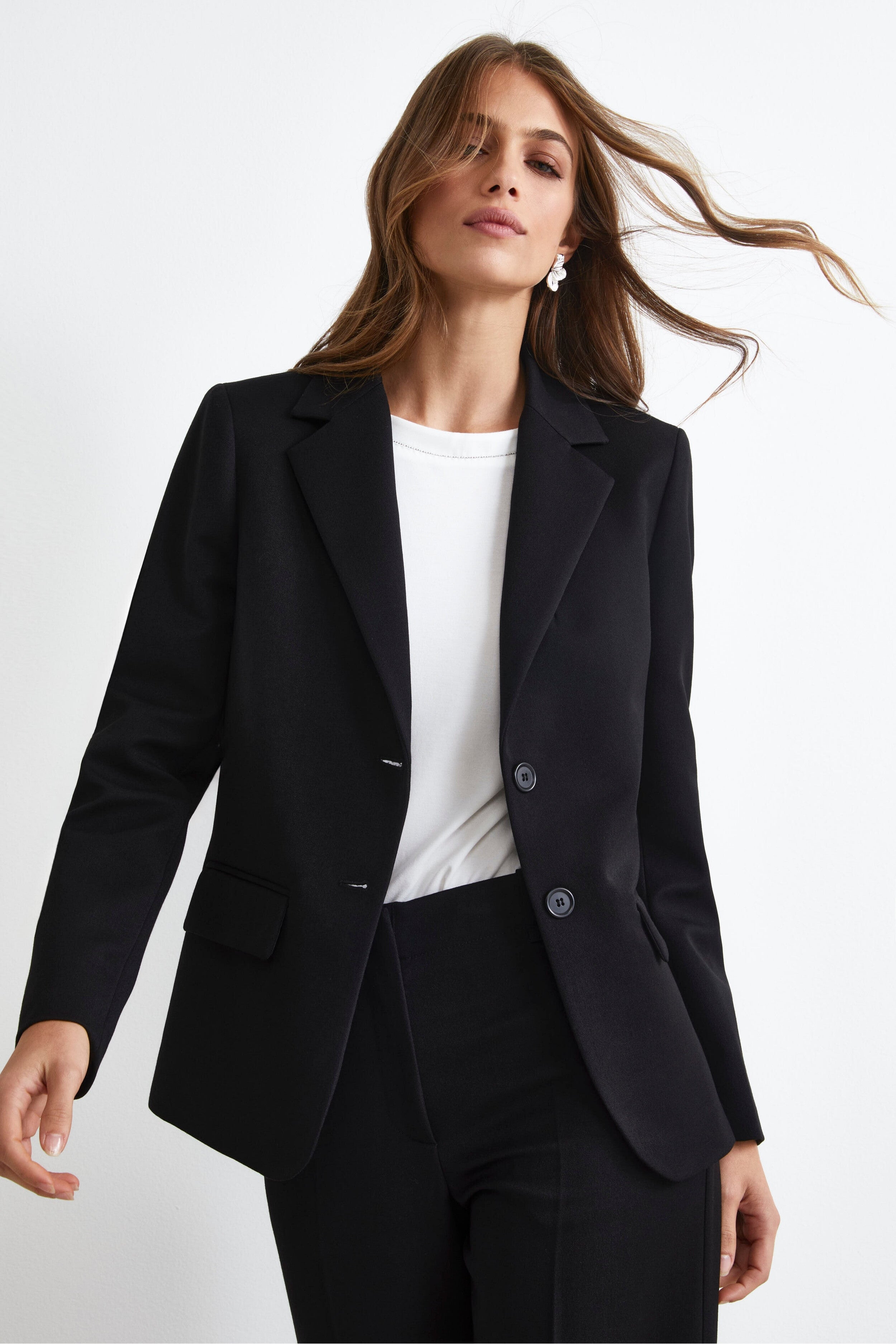 Elegant Single-Breasted Blazer - BLACK