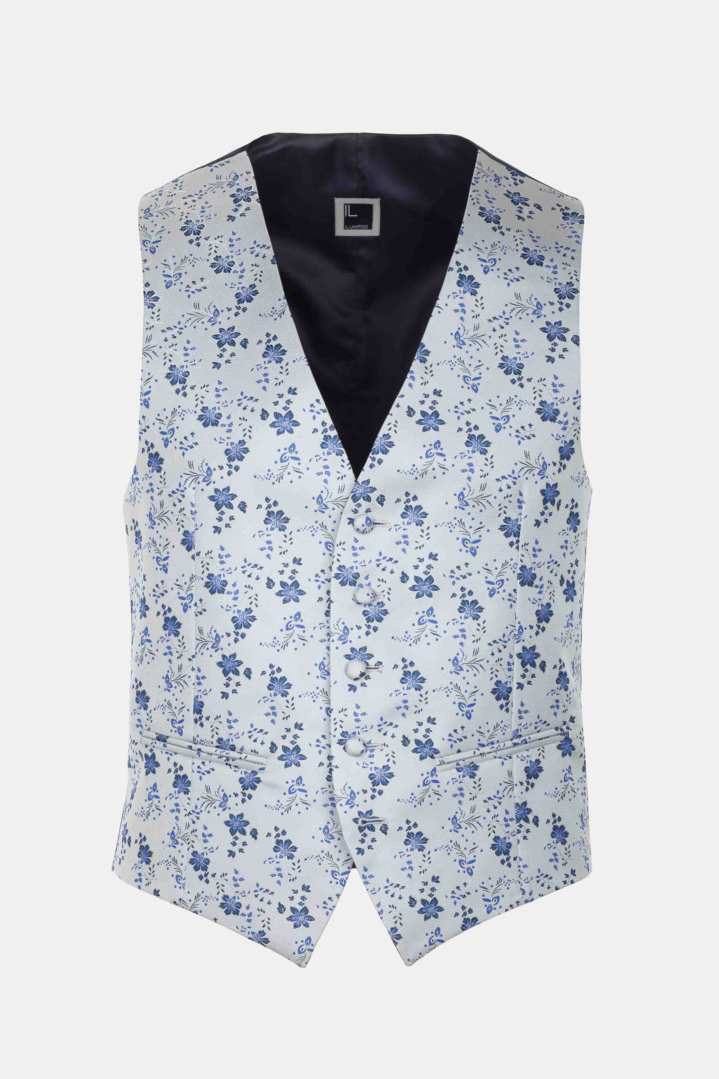 Gilet à fleurs - Motif gris-bleu