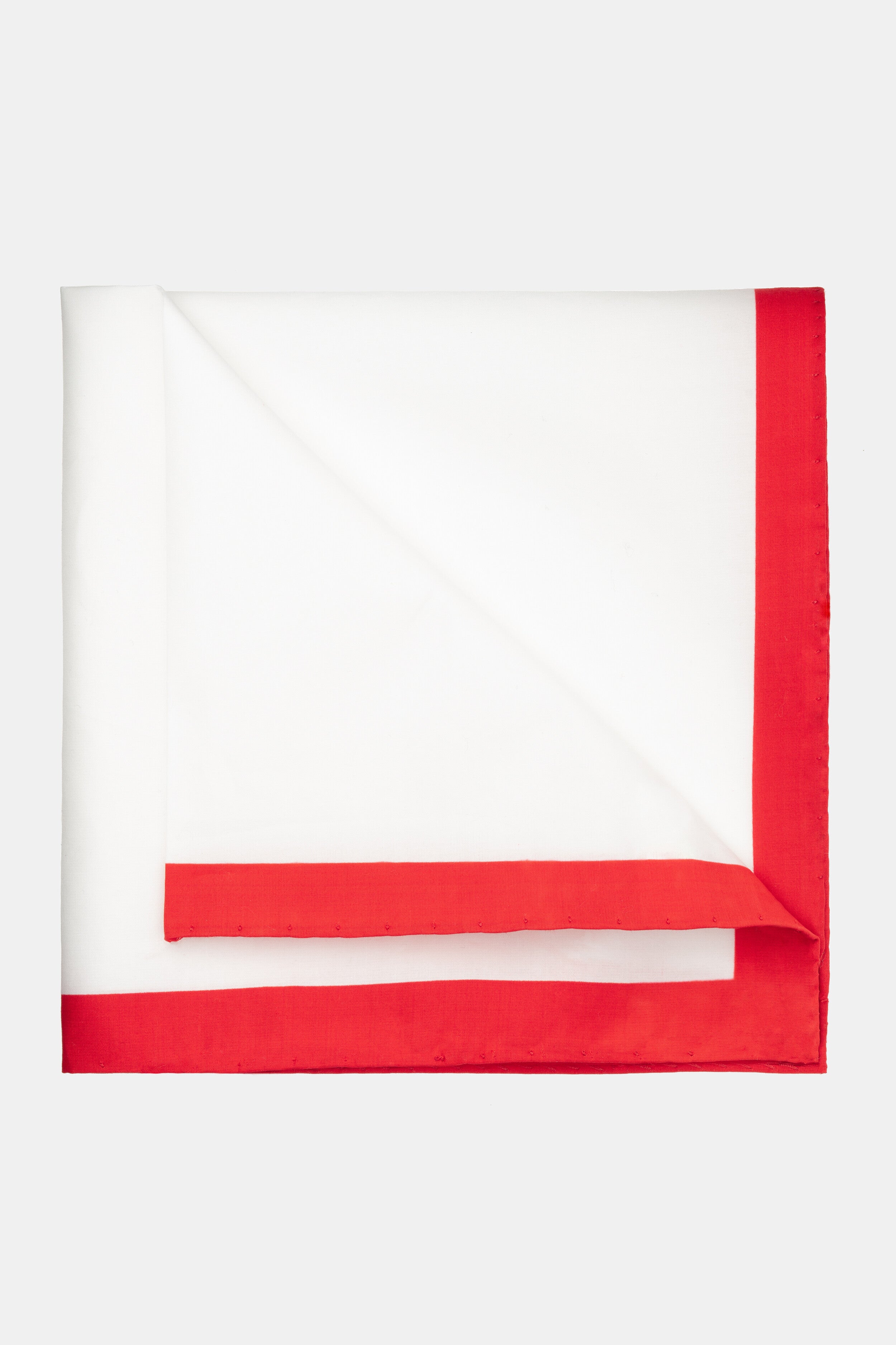 Cotton pocket-square - White-Red