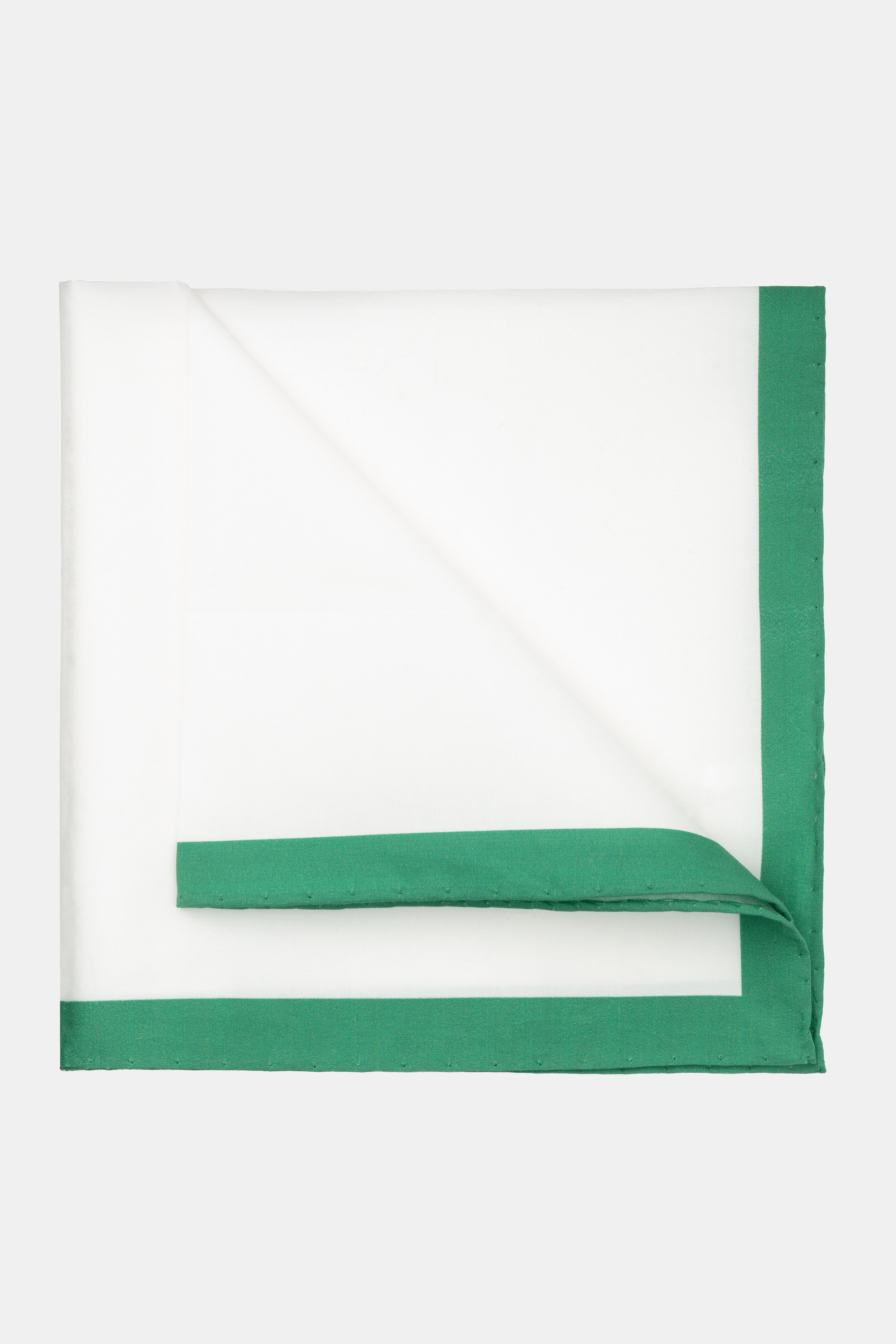 Cotton pocket-square - White-Green