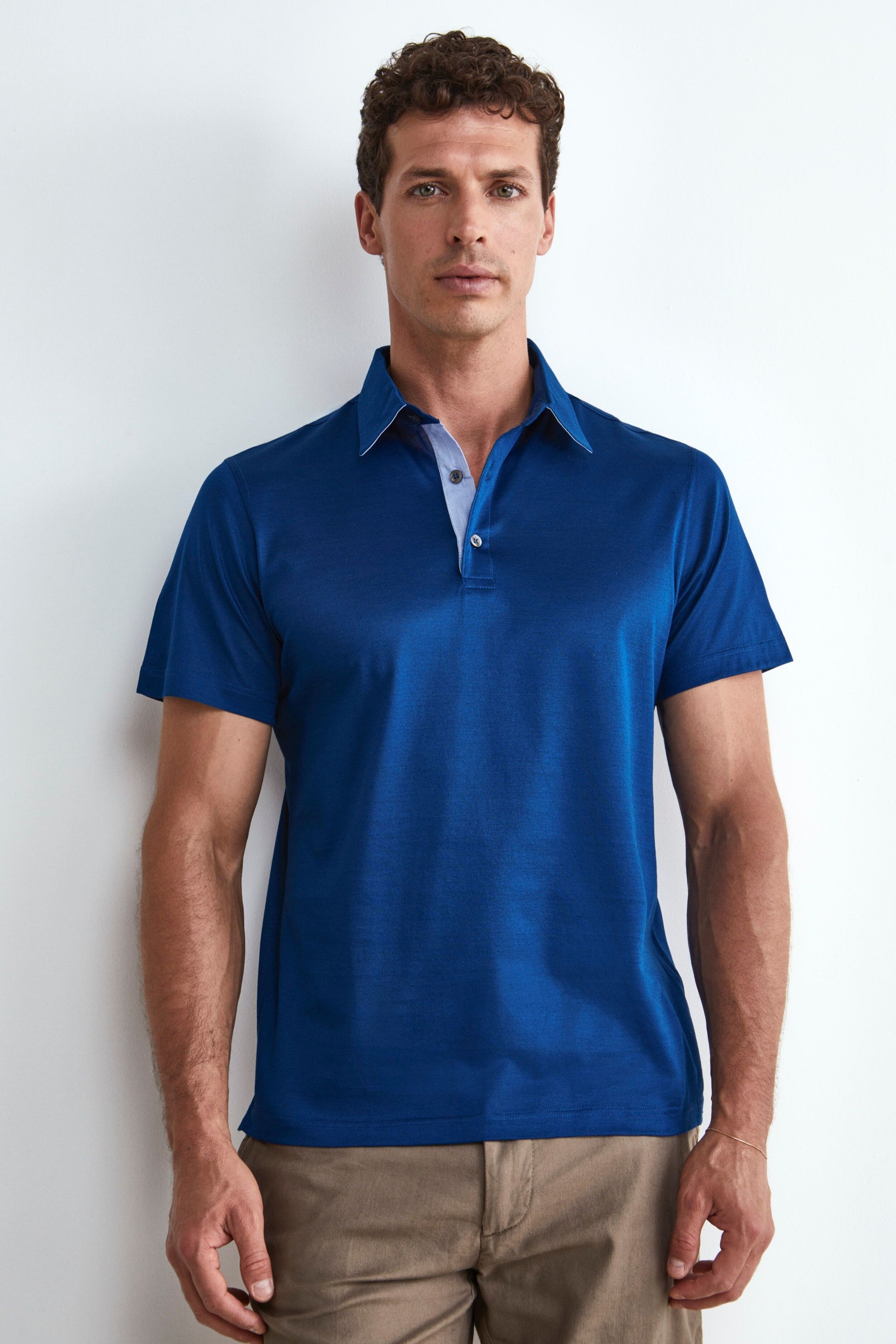 Poloshirt aus Jersey - Mittelblau