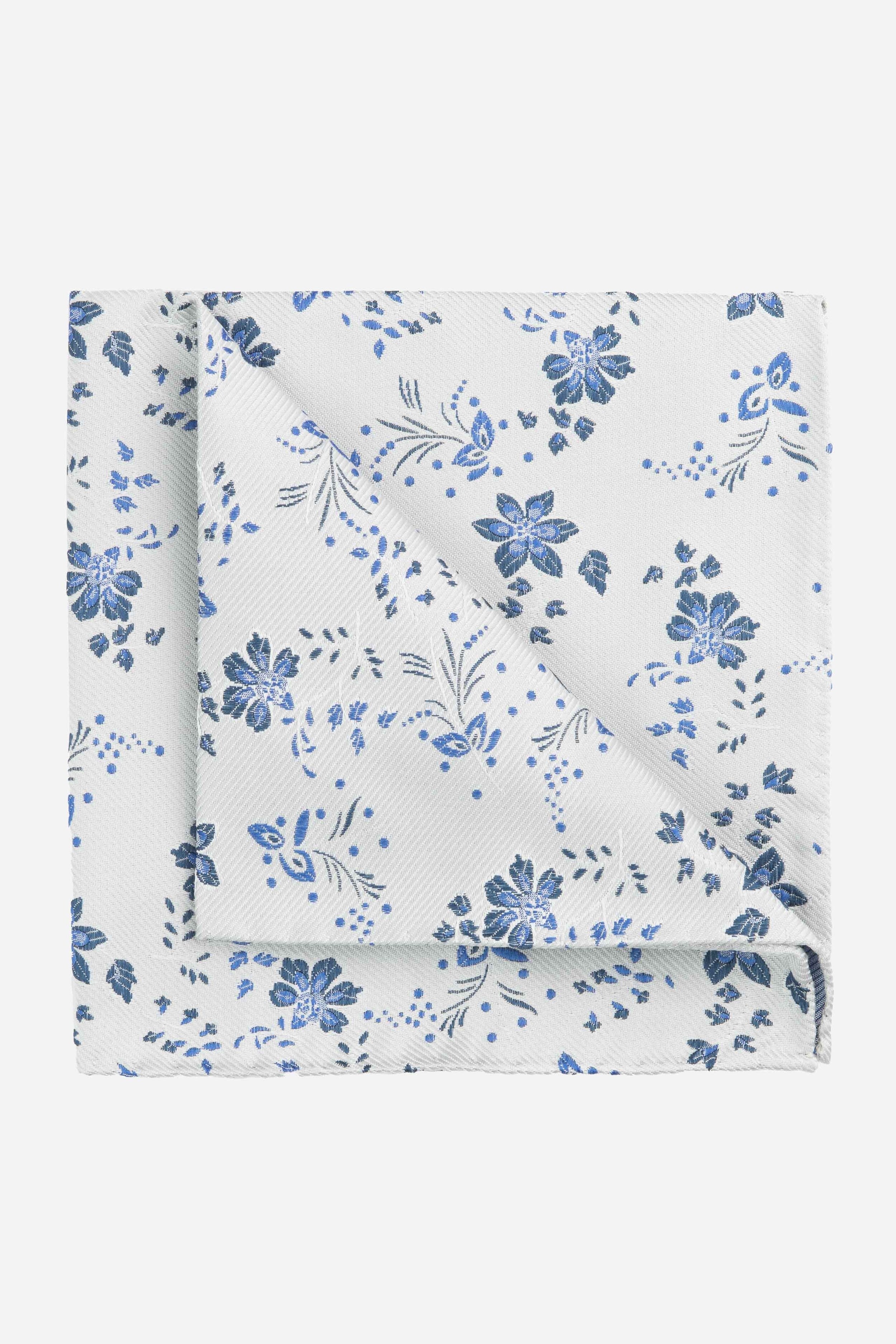 Floral pocket-square - Grey-Blue pattern