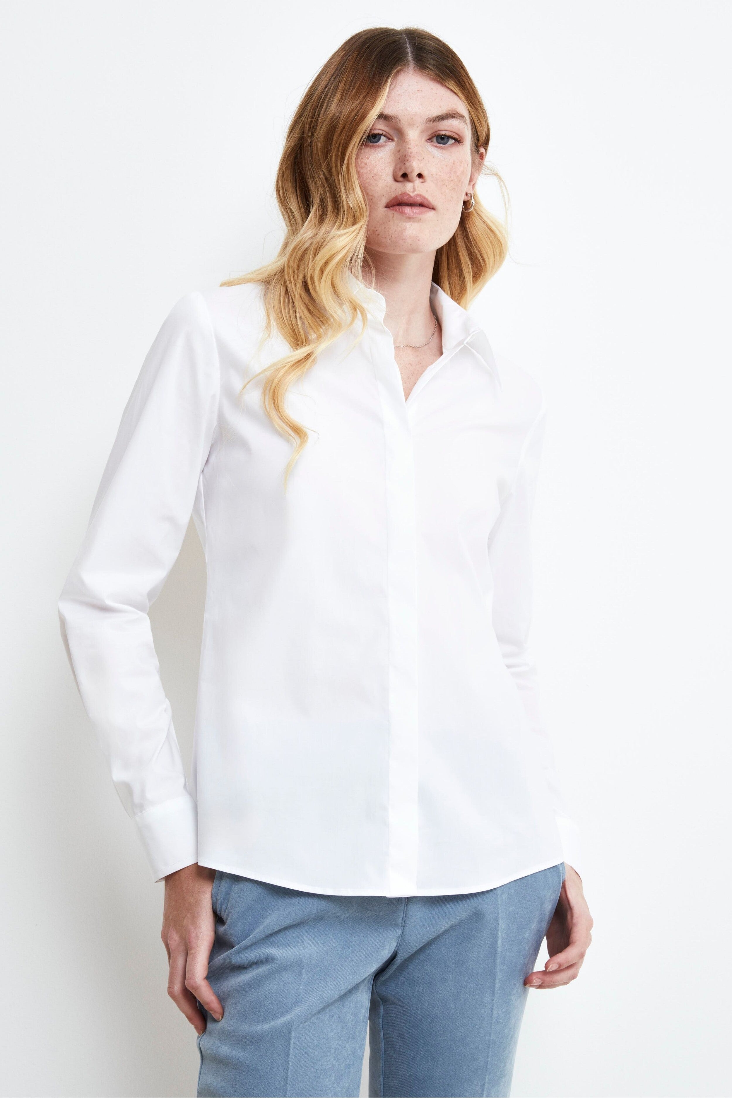 Fitted Cotton Shirt - WHITE