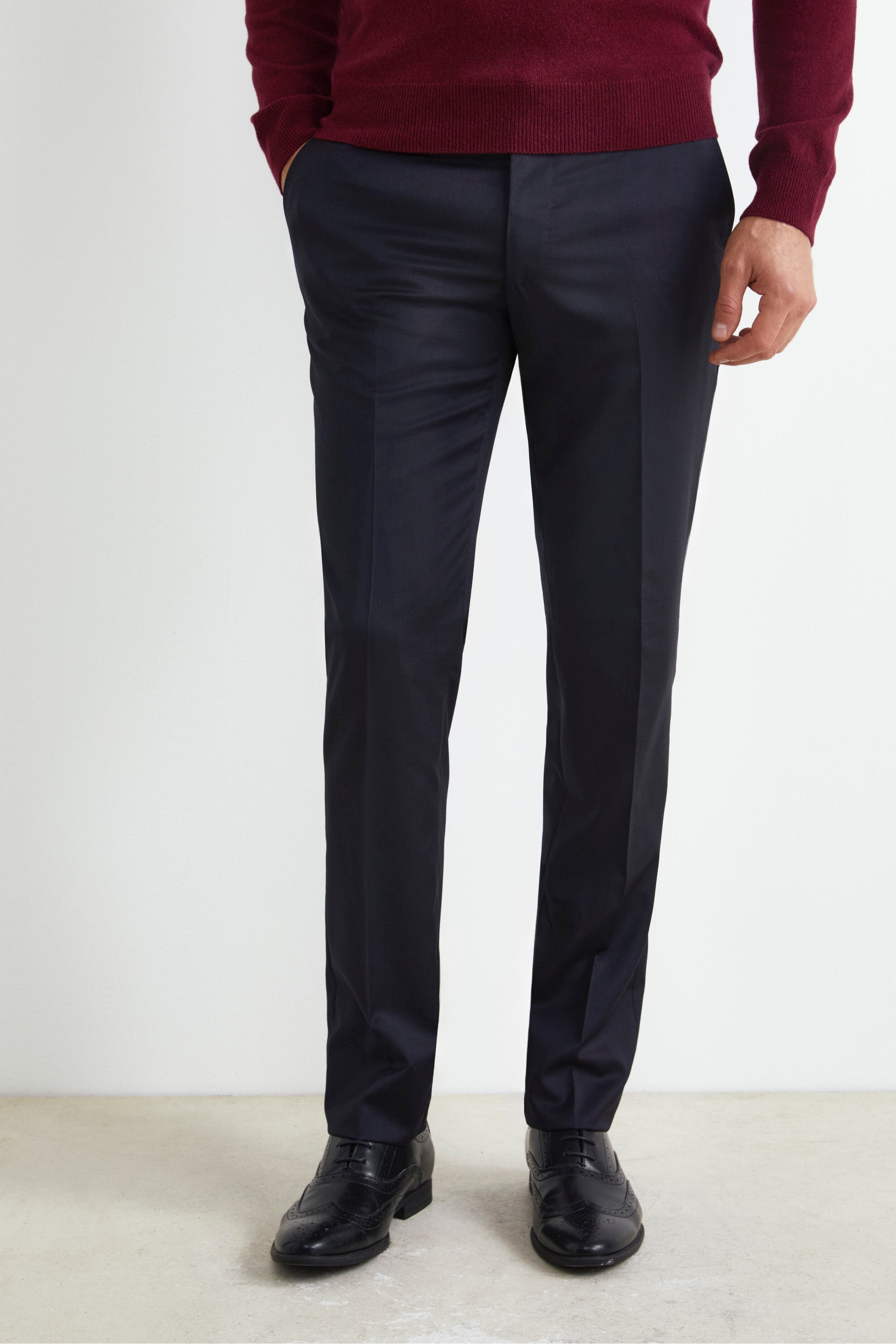 Pantalon Slim Fit en Laine - BLEU