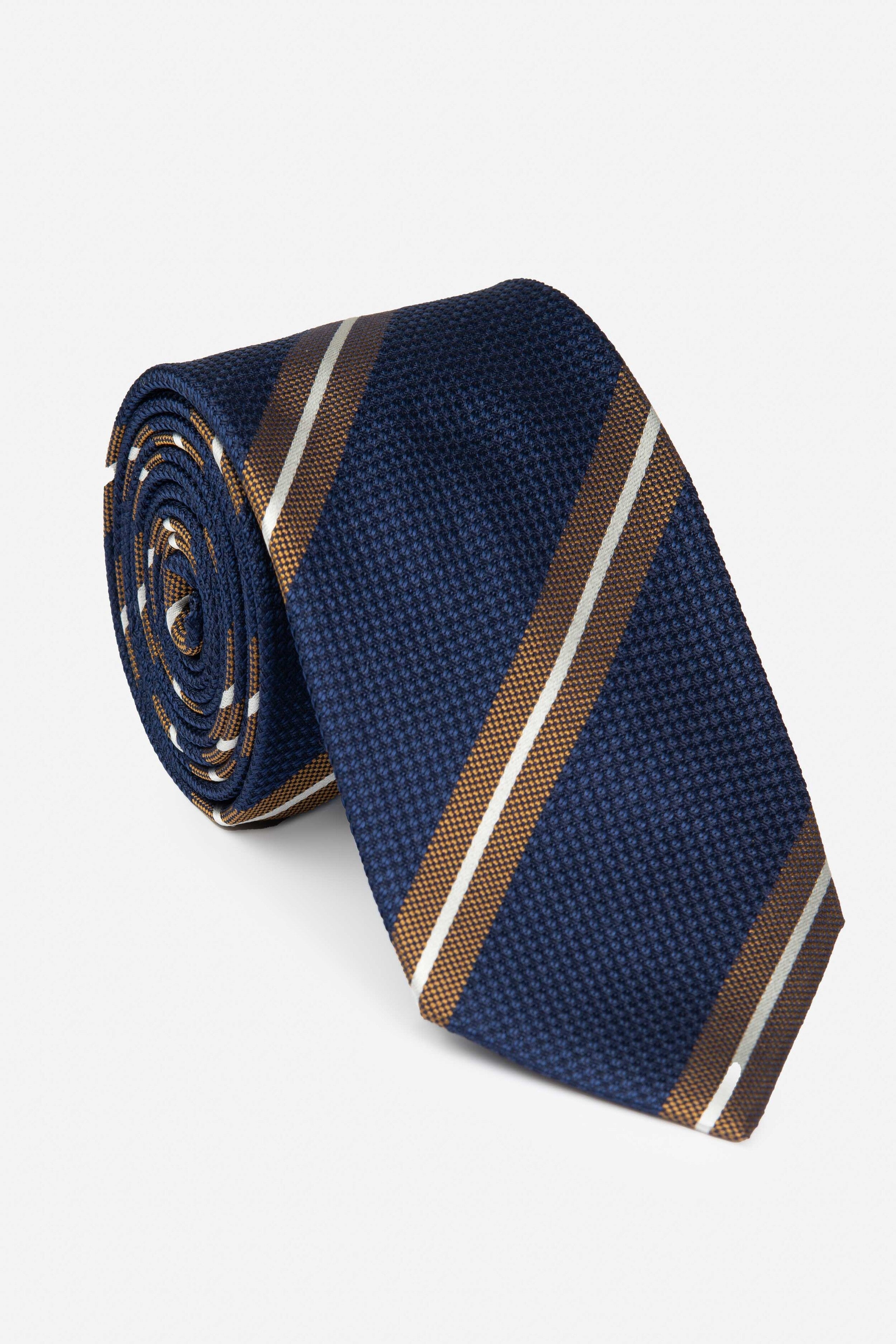 Silk striped tie - BLUE/YELLOW STRIPED