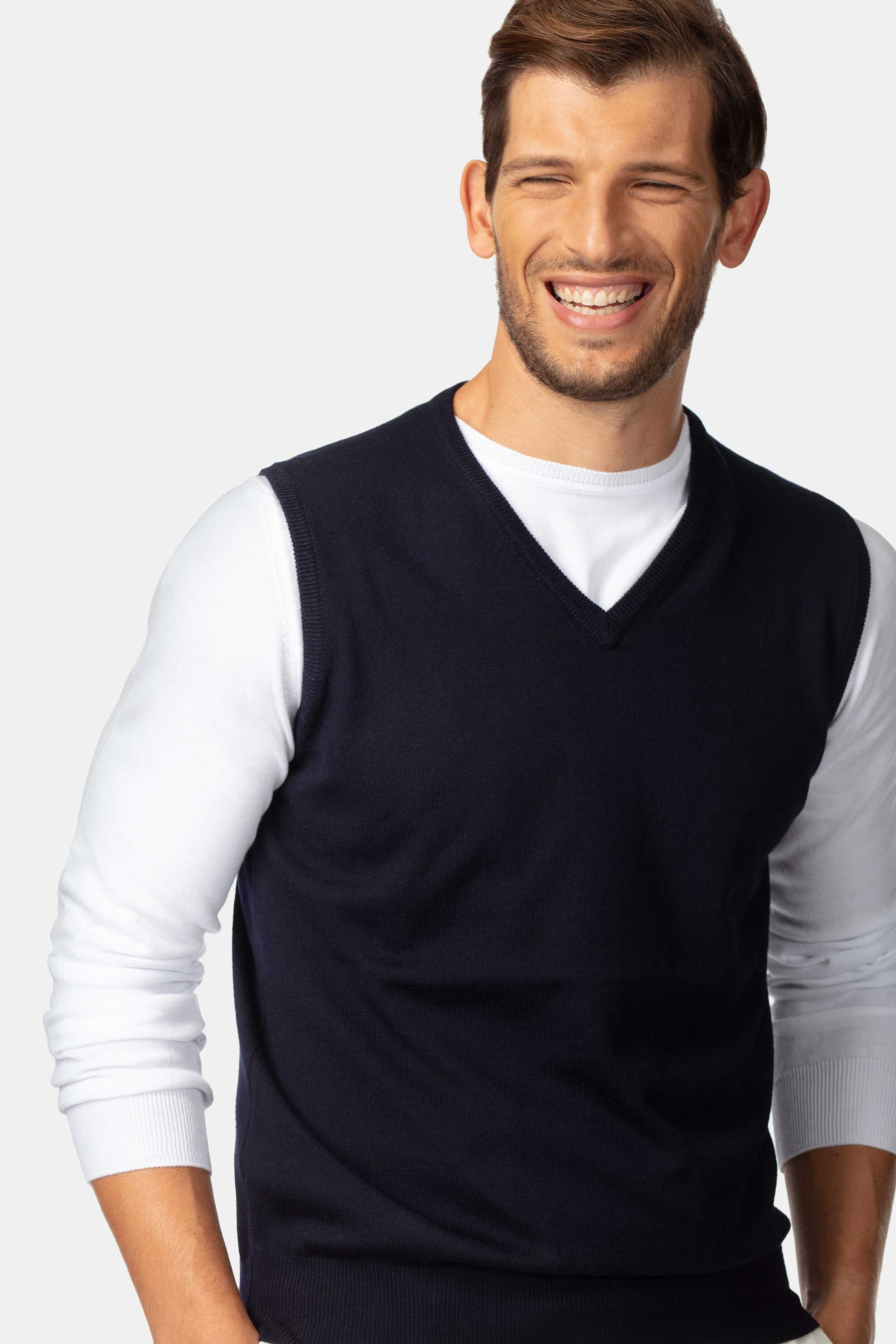 Wool V-neck waistcoat - BLUE