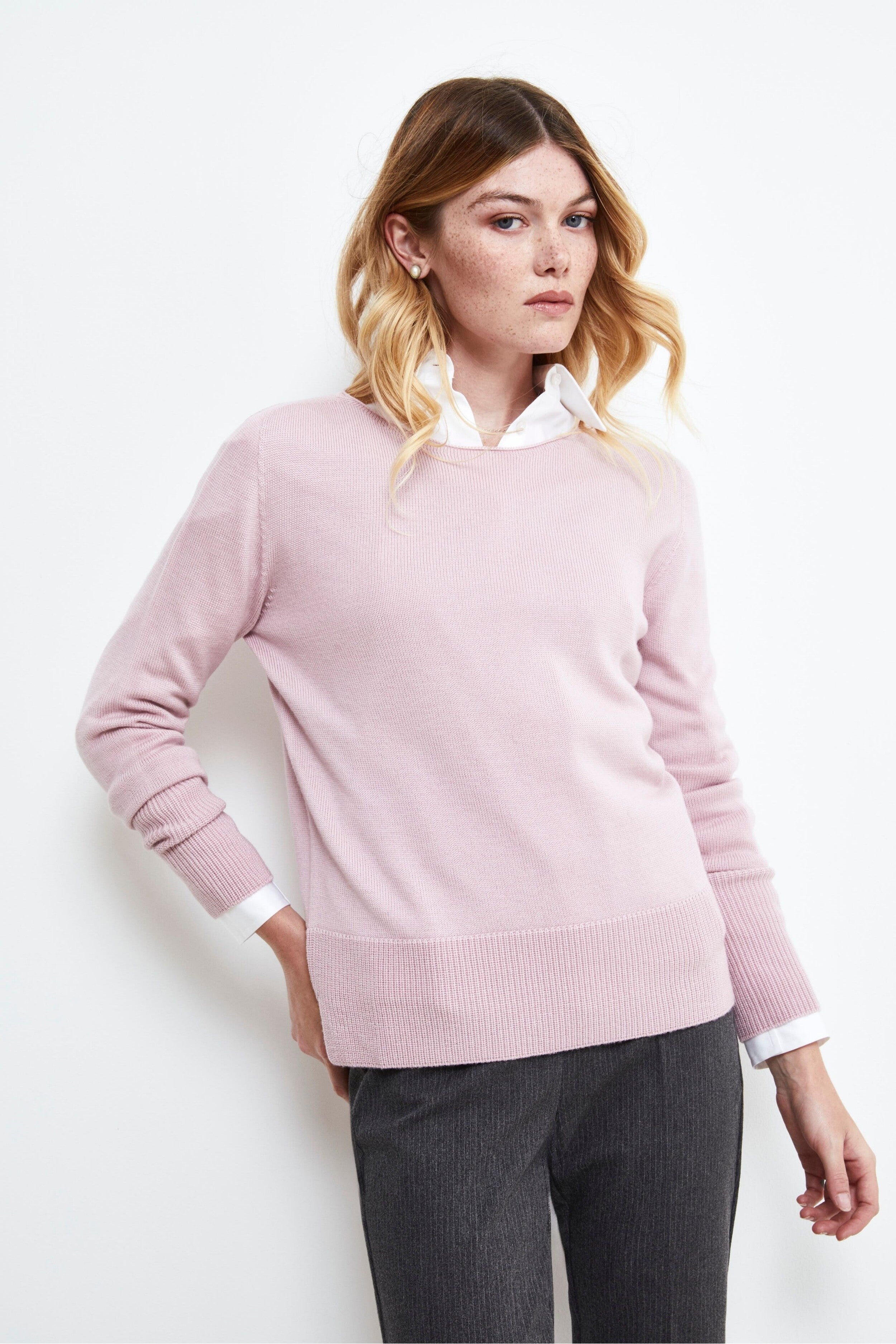 Pull Classique en Laine Mérinos - rose