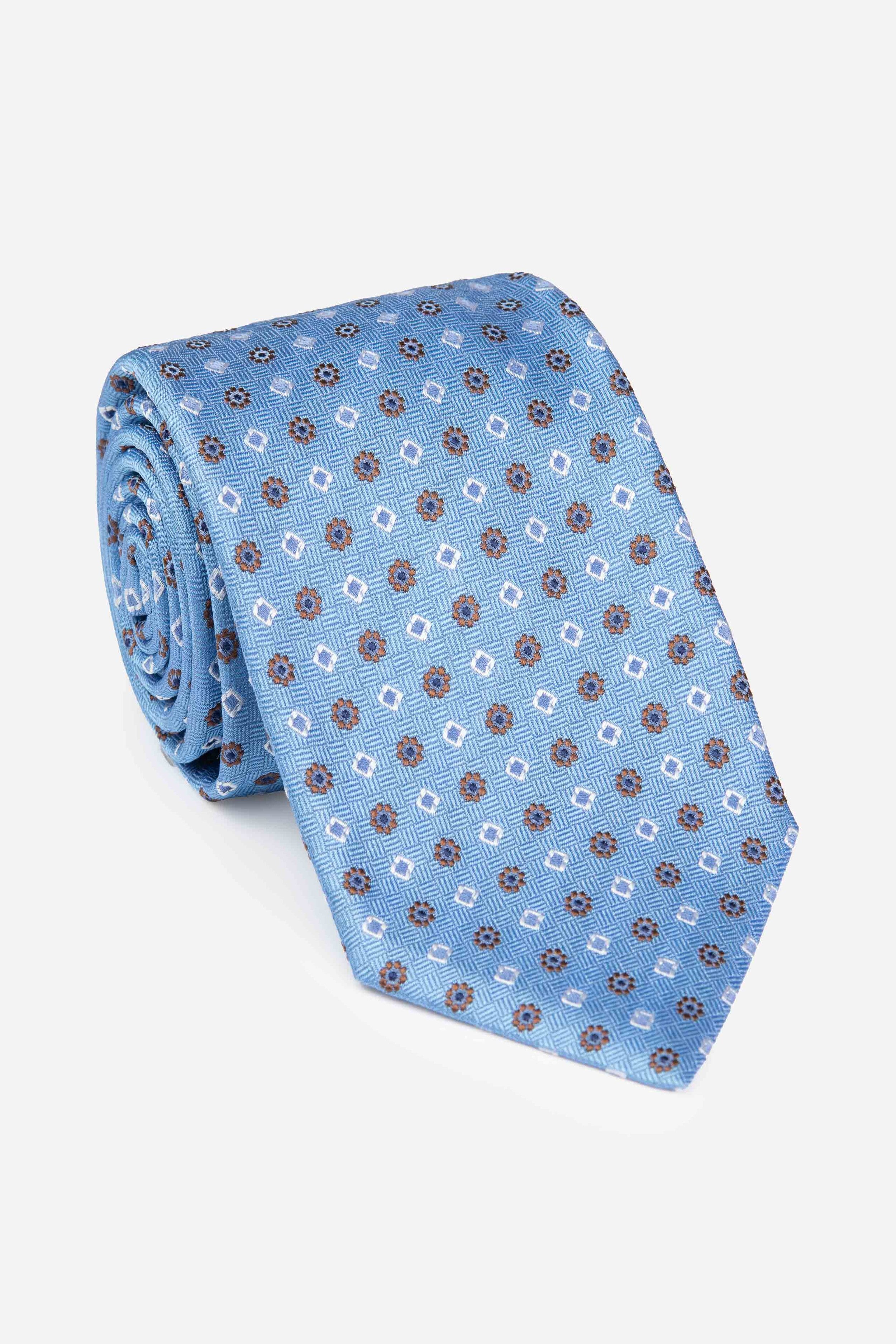 Silk floral tie - LIGHT BLUE MICROEFFECT