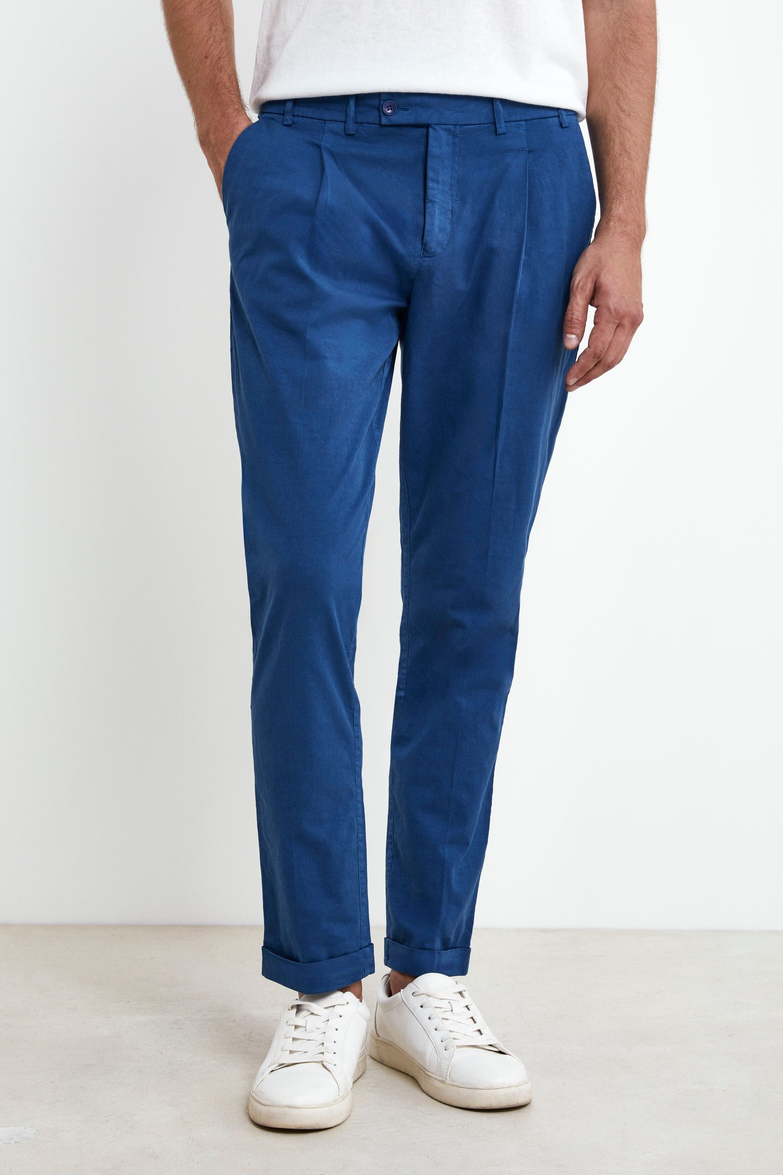 Pantalon slim en coton - Bleu royal