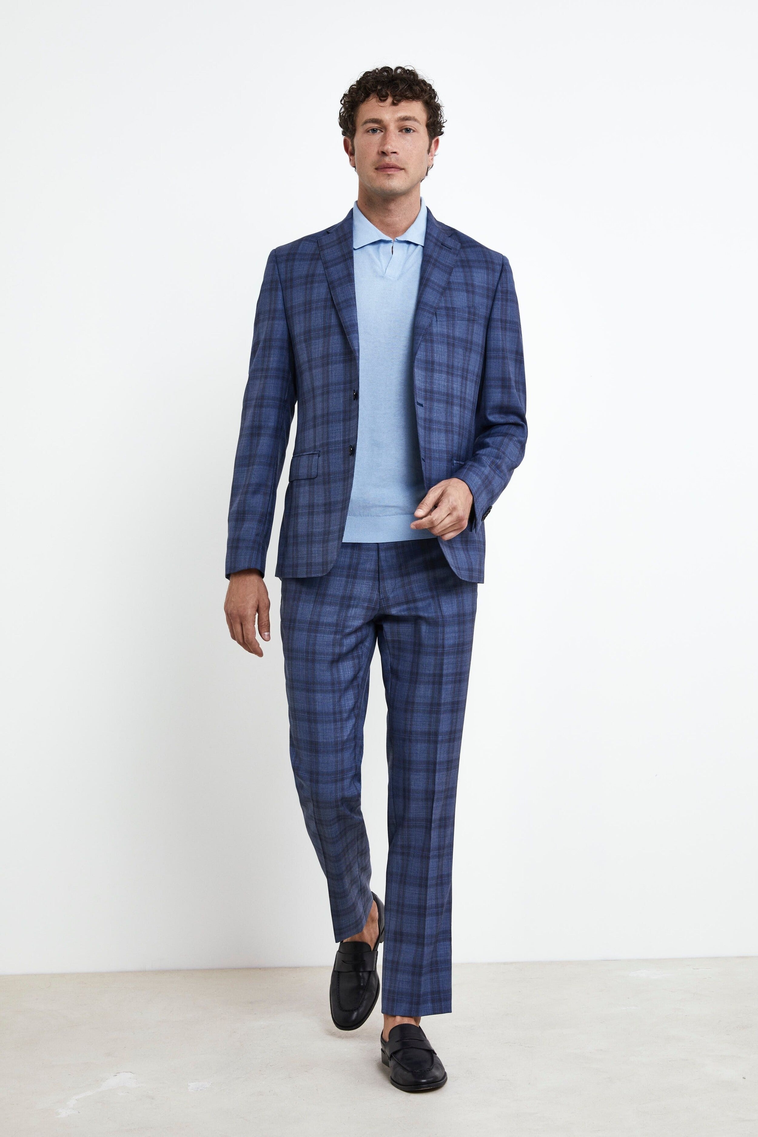 Slim fit plaid suit - AVIATOR CHECKS