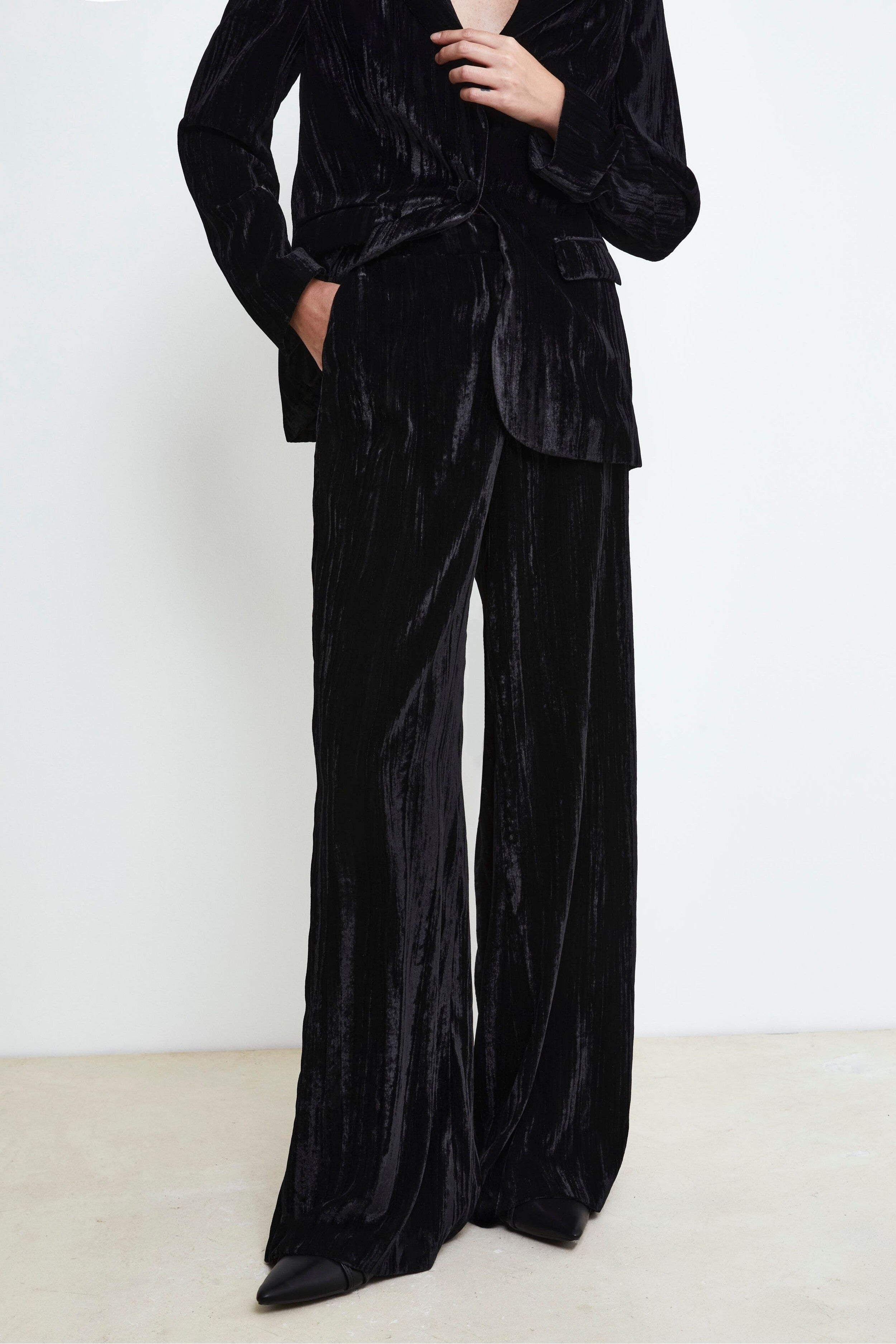 Oversized Wide-Leg Pants - BLACK