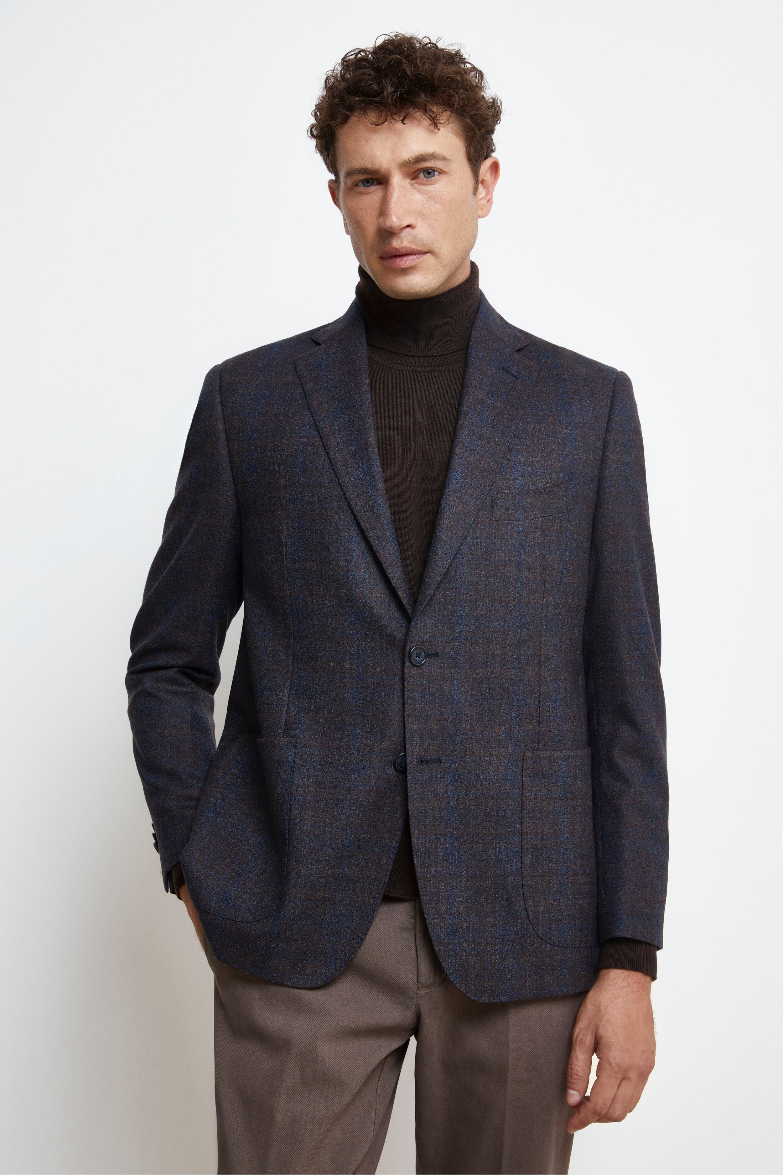 Check Wool Jacket - Blue check