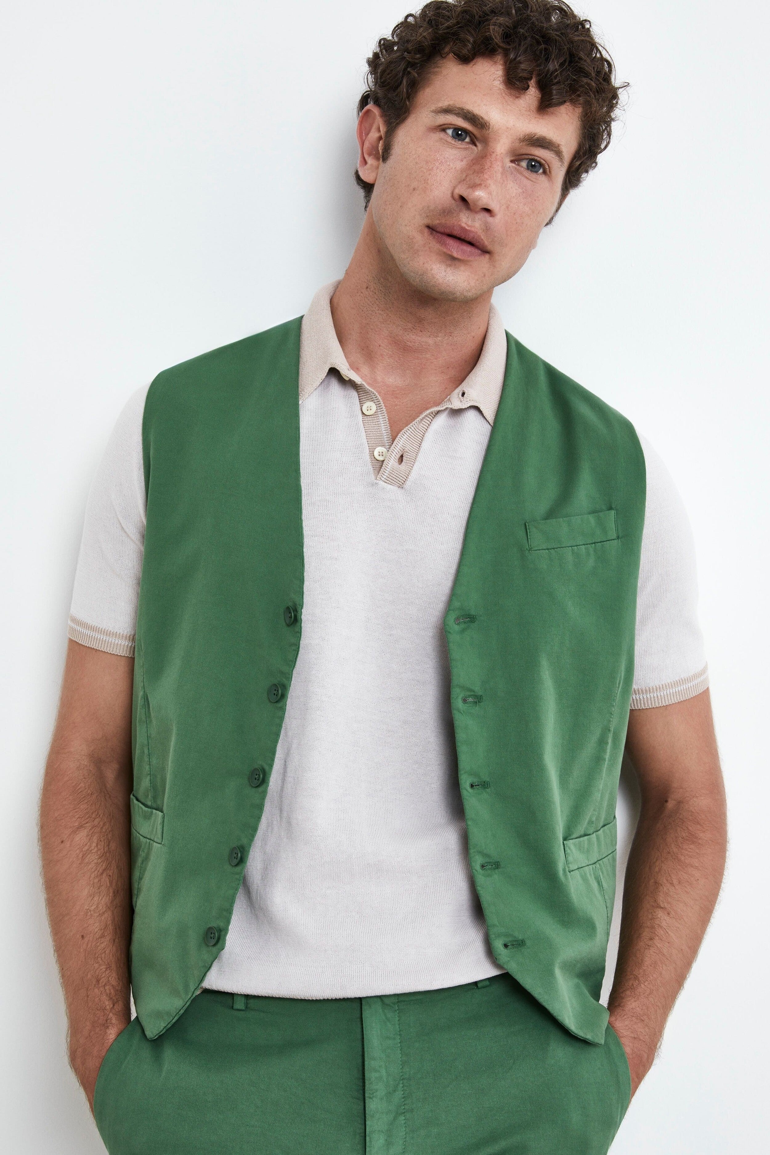 Casual Cotton Vest - GREEN