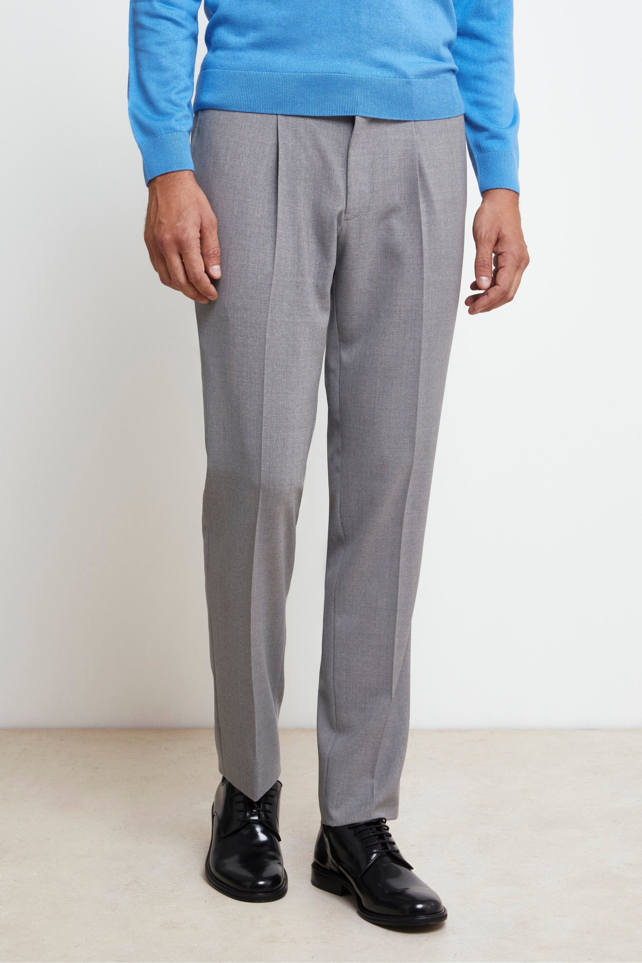 Drawstring Wool Pants - Light grey